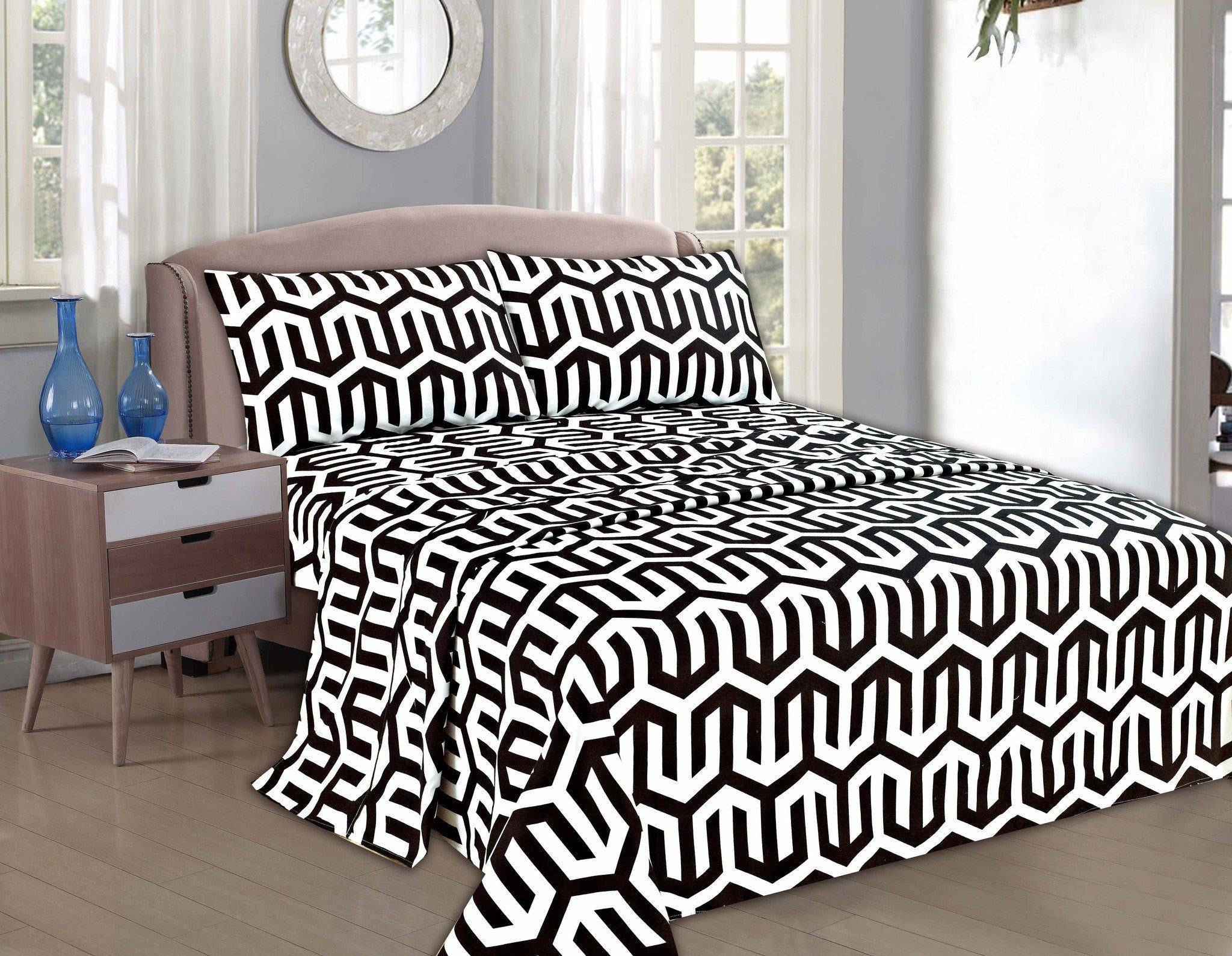 Tache Sophisticated Condo Black and White Bed Sheet Set Twin (2141FITFLT) - Tache Home Fashion