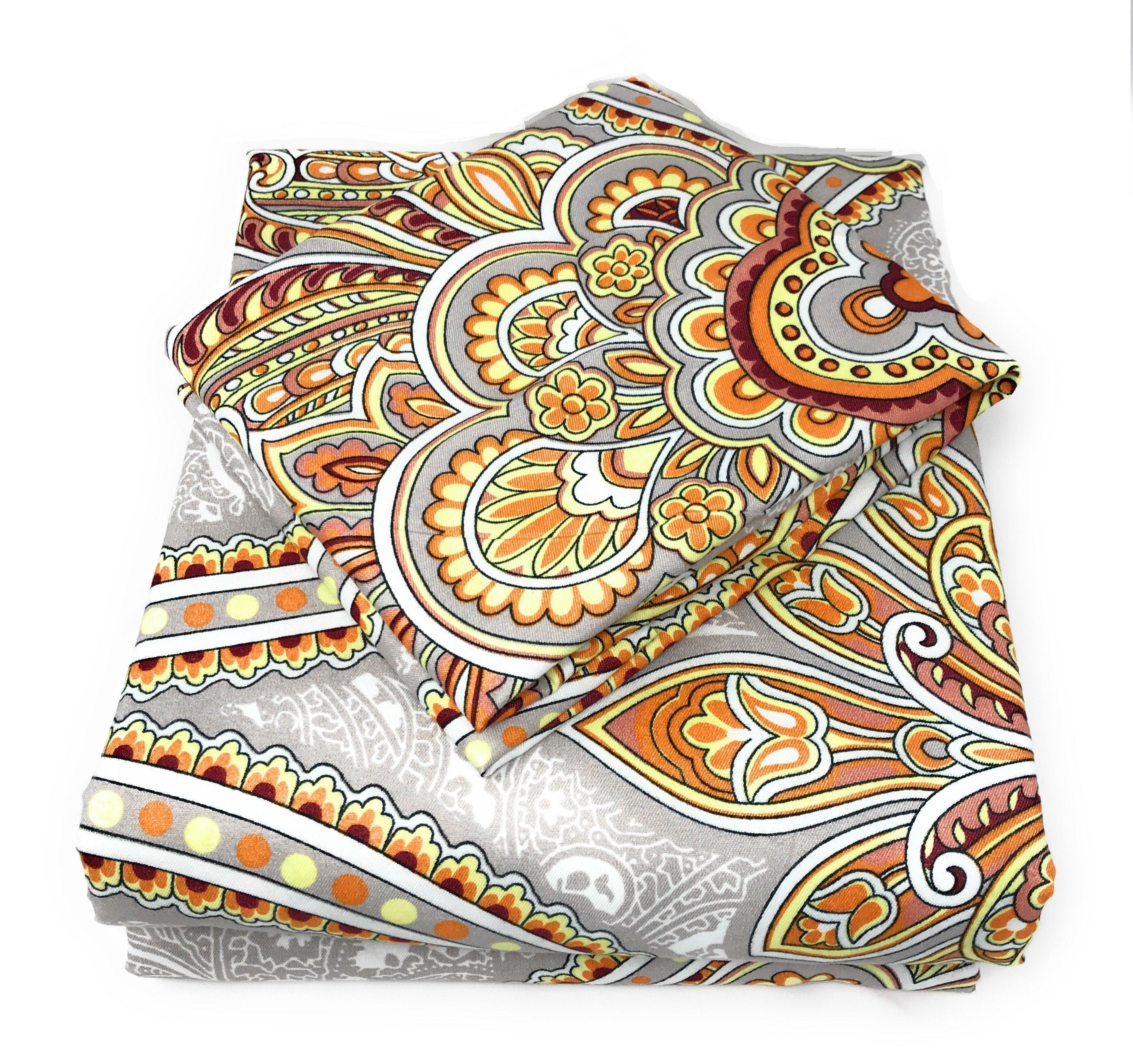 Tache Sunshine Festival Gold Paisley Bed Sheet Set (2811FITFLT) - Tache Home Fashion