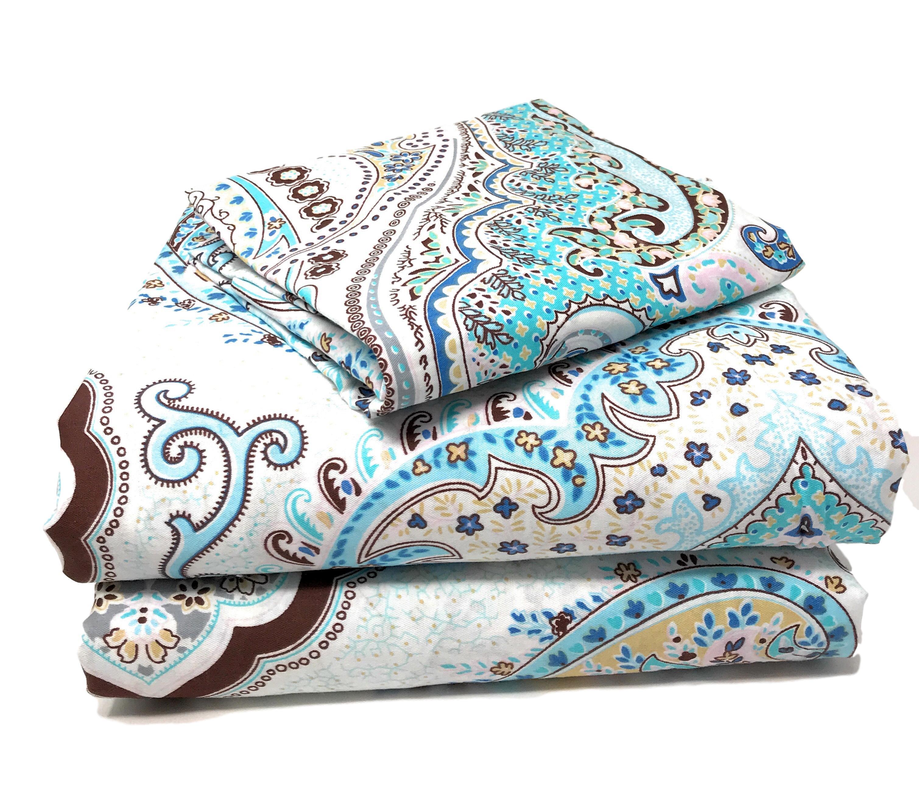 Tache Cotton Frozen Forest Blue Paisley Flat Sheet (2172FLT) - Tache Home Fashion