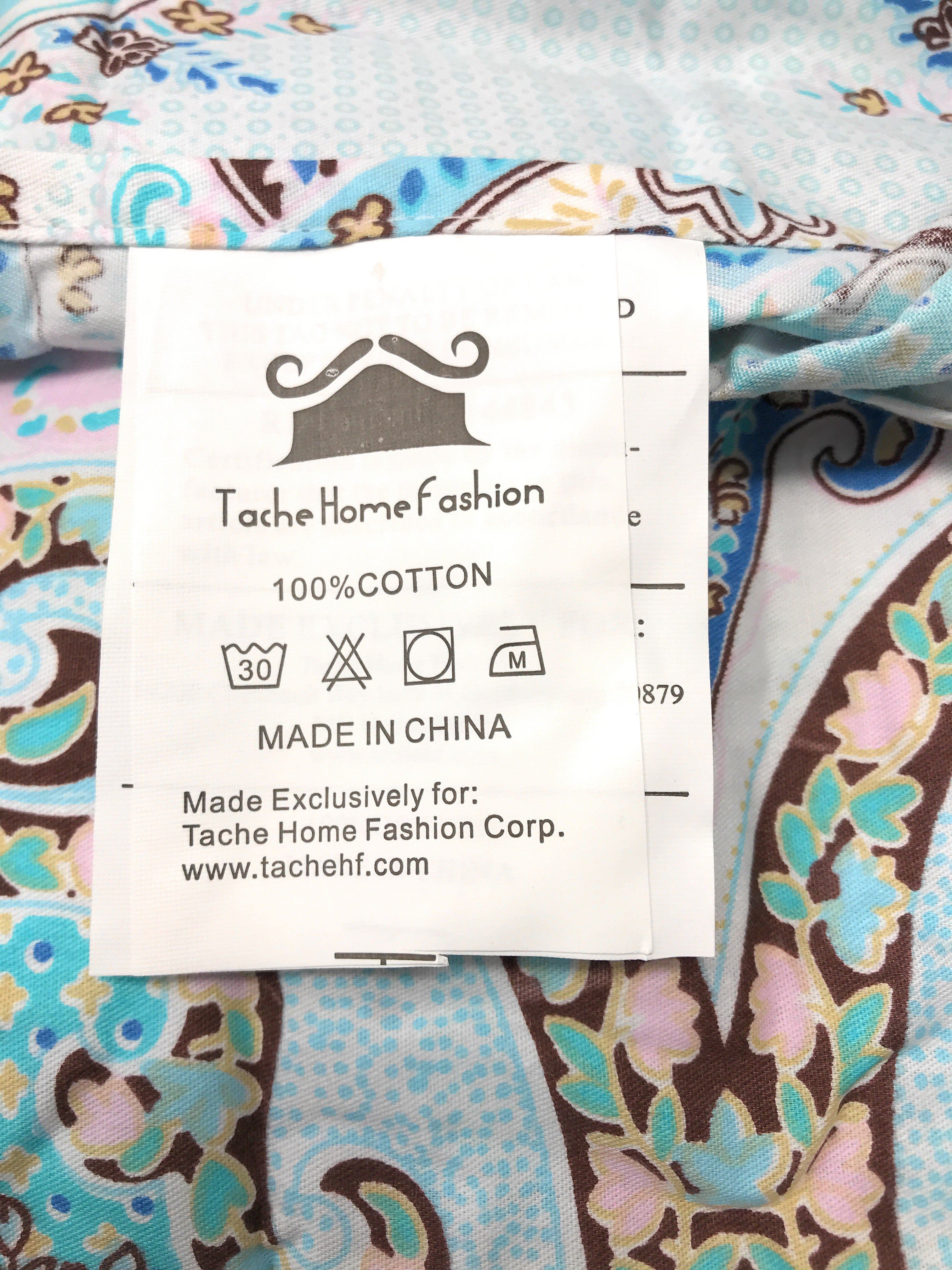 Tache Cotton Frozen Forest Blue Paisley Flat Sheet (2172FLT) - Tache Home Fashion