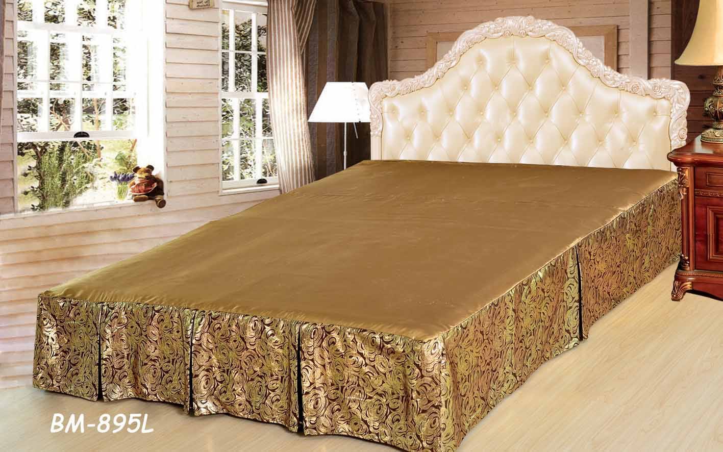 Tache Elegant Autumn Falls Melted Gold Brown Swirl Pleated Tailored Platform 14" Bed Skirt Dust Ruffle (BSK-895L) - Tache Home Fashion
