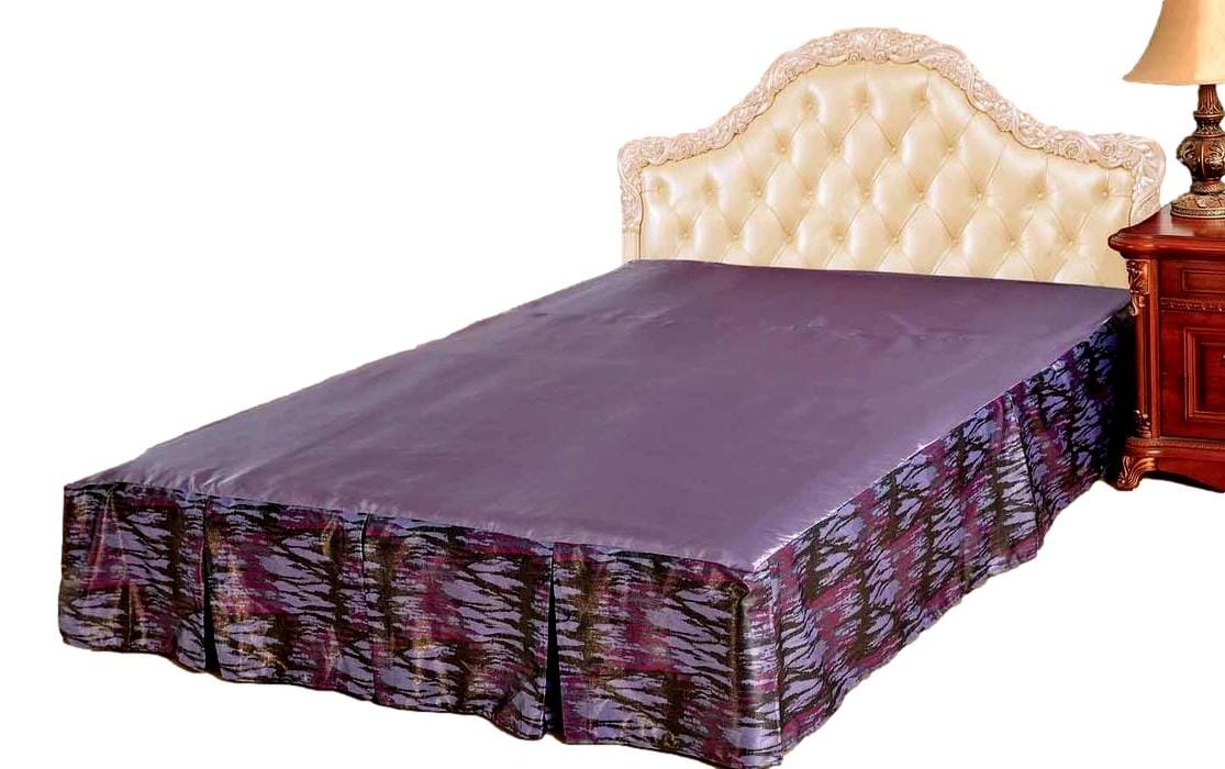 Tache Abstract Mixed Purple Satin Tailored Platform 14" Bed Skirt Dust Ruffle (BSK-4362L) - Tache Home Fashion