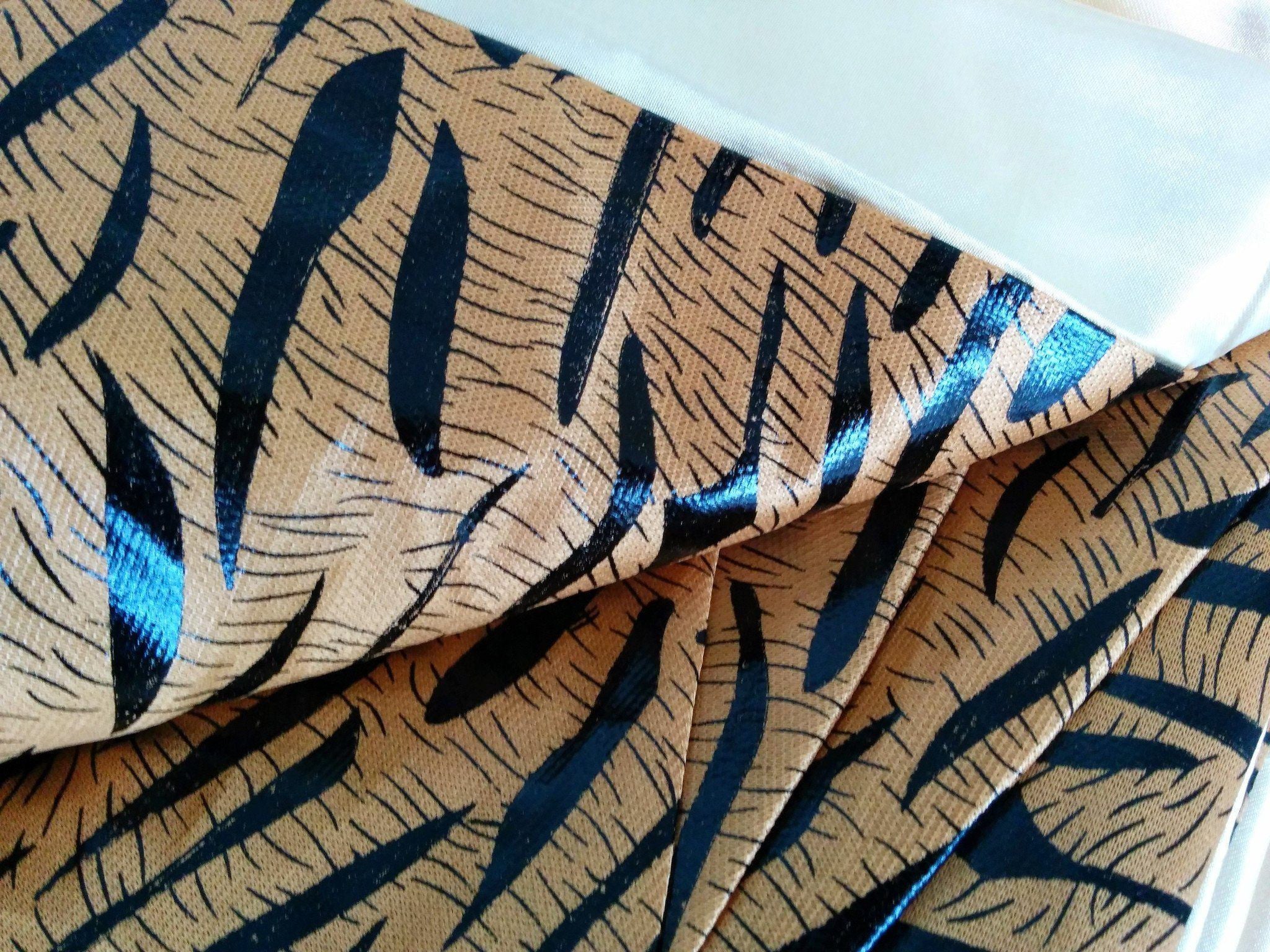 Tache Golden Brown Black Stripe Tiger Animal Print Jungle Dreams Pleated Tailored Platform 14" Bed Skirt Dust Ruffle (BSK-6182L) - Tache Home Fashion