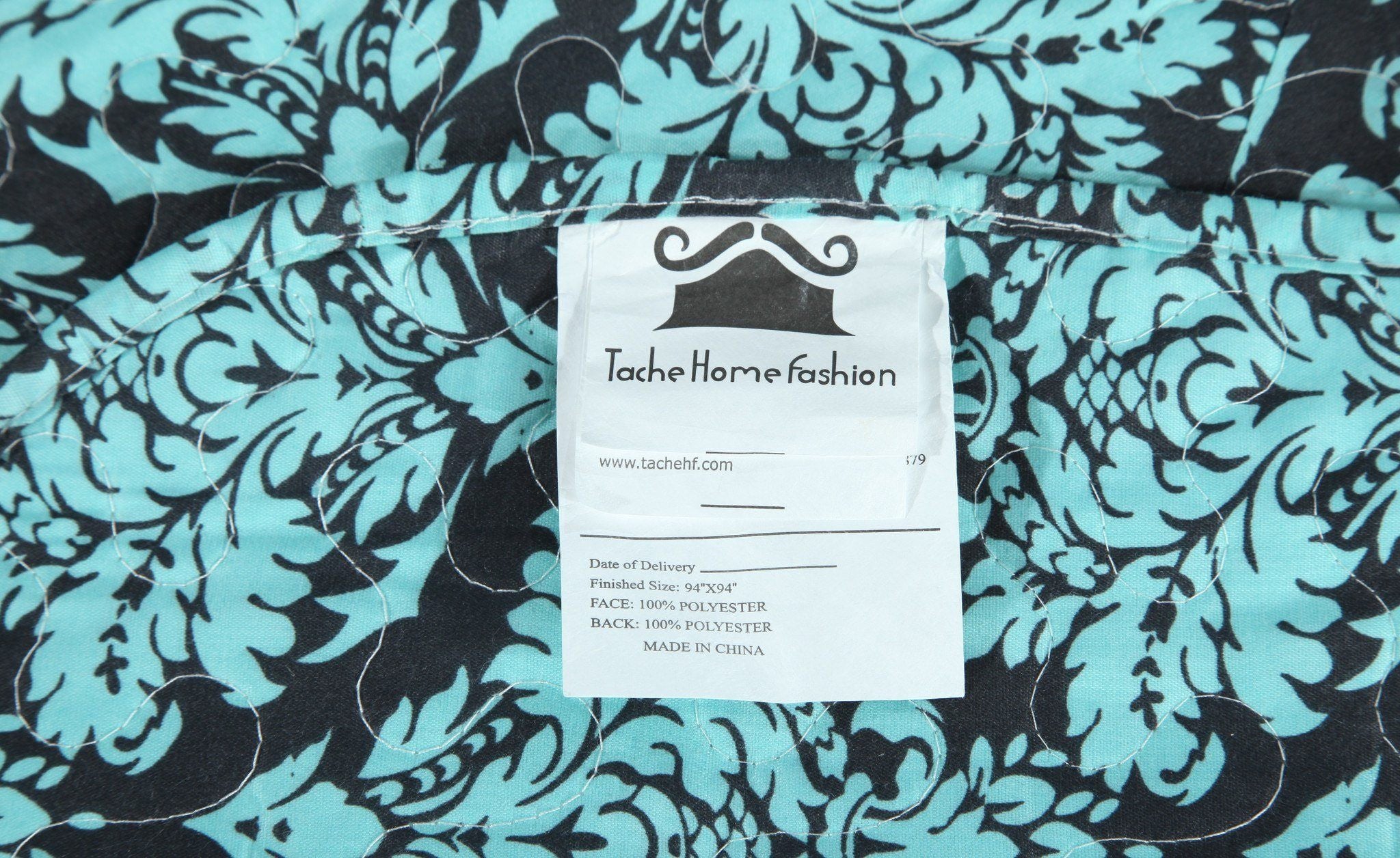 Tache Damask Paisley Teal Turquoise Scalloped Bedspread Set (SD-3300) - Tache Home Fashion