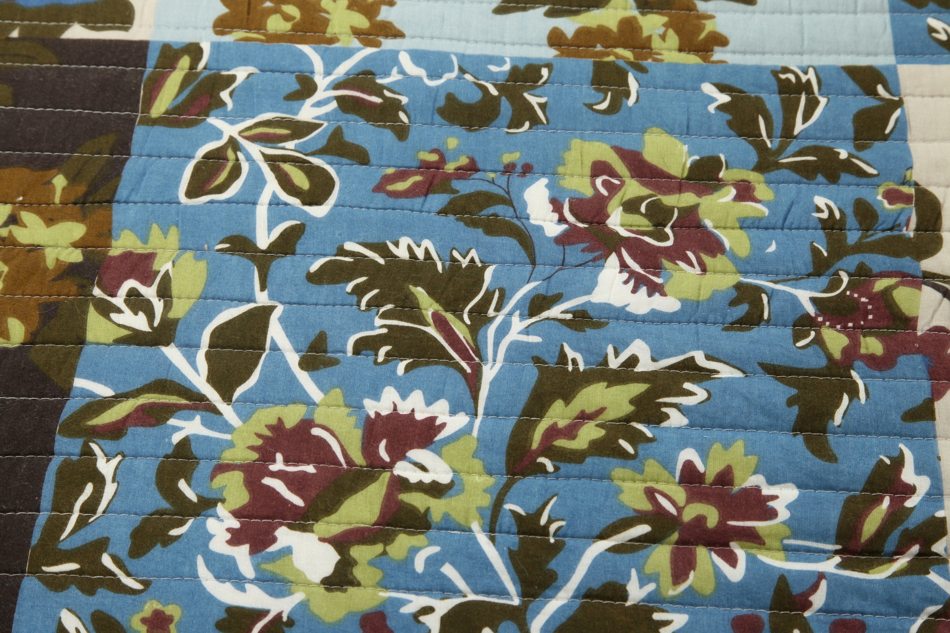 Tache Mystical Forest Green Blue Leaves Cotton Quilt Set (KST1504) - Tache Home Fashion