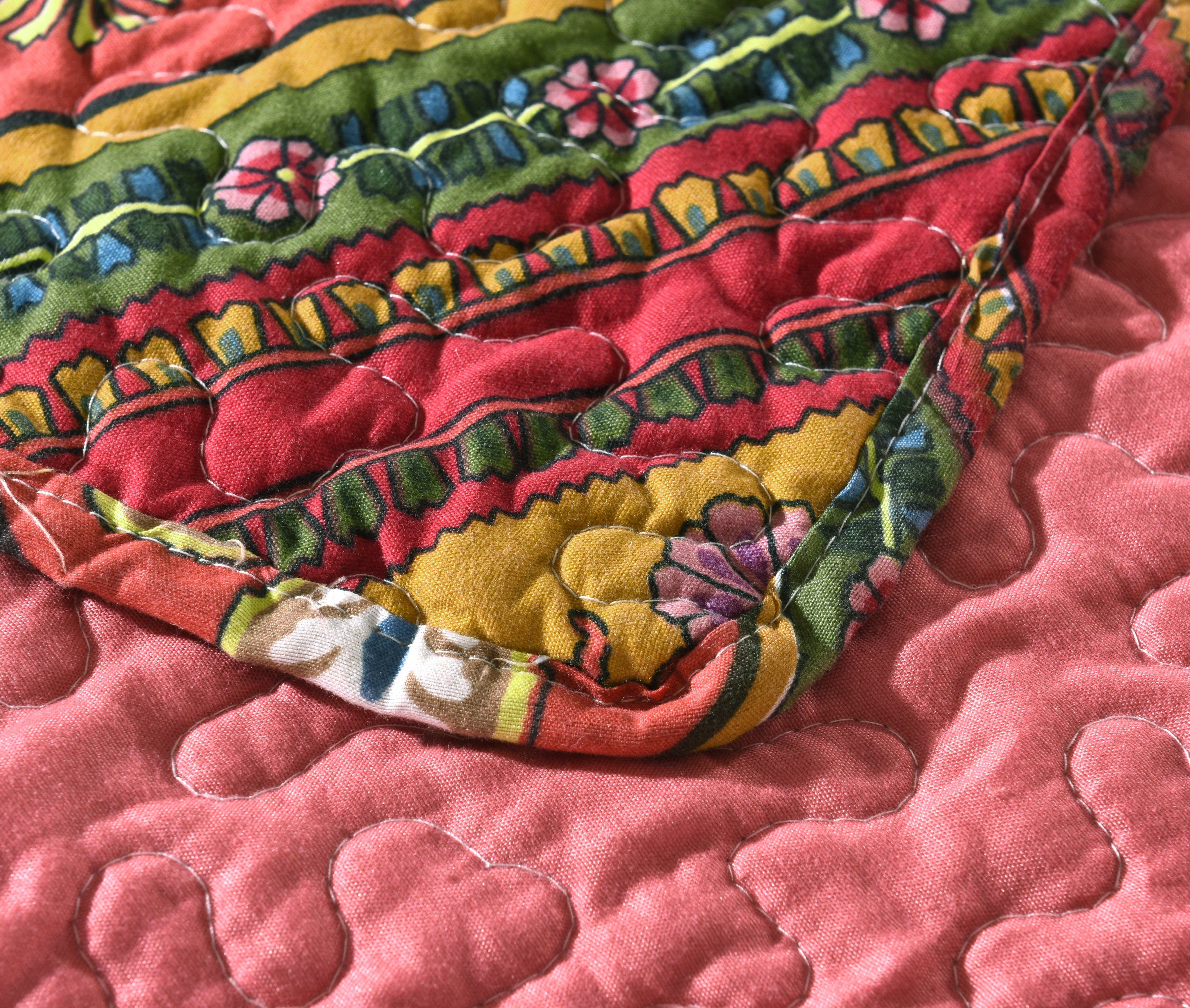 Tache Chevron Hanging Gardens Multi Color Bedspread Set (HS3148) - Tache Home Fashion