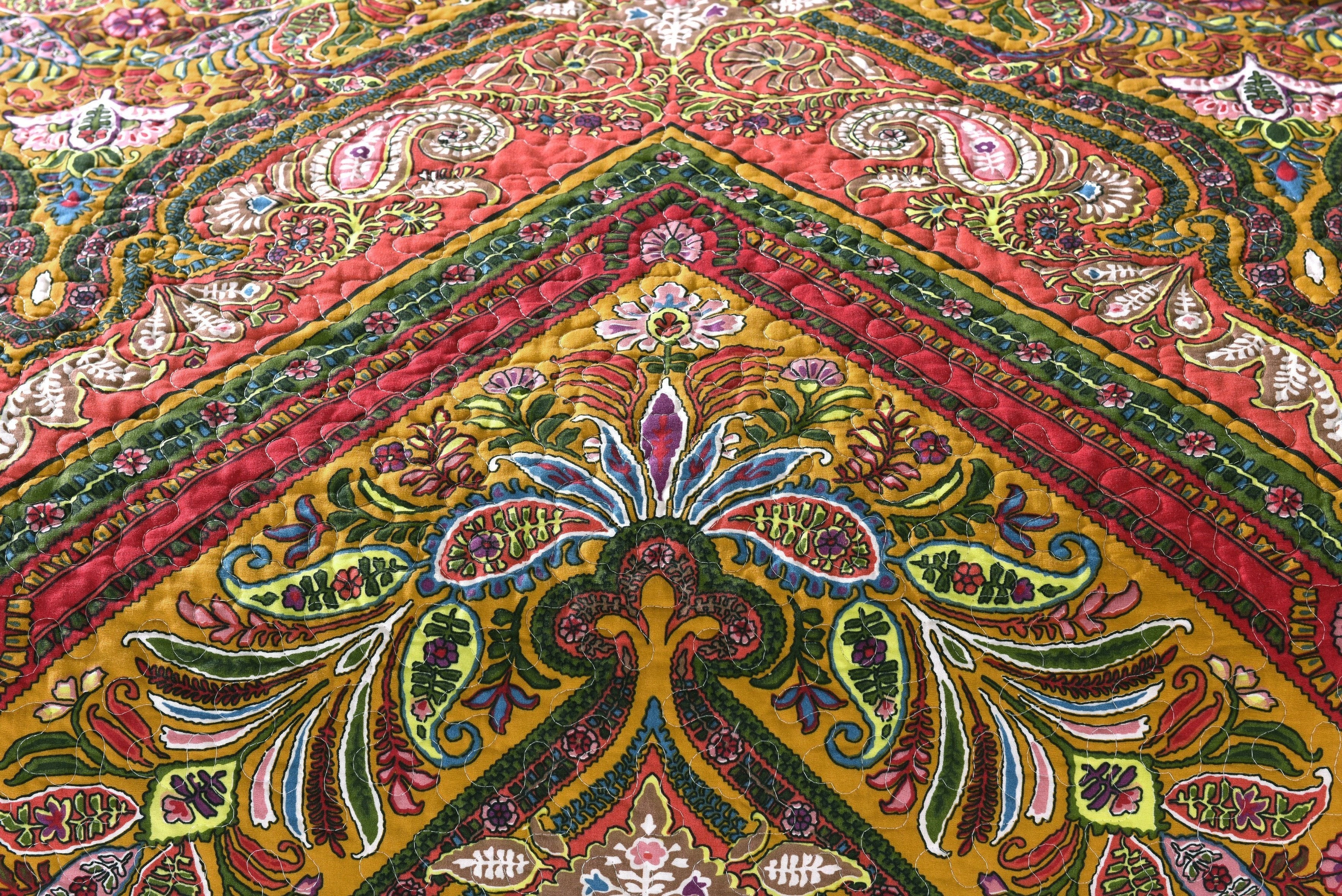 Tache Chevron Hanging Gardens Multi Color Bedspread Set (HS3148) - Tache Home Fashion