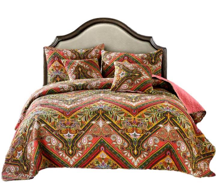 Tache Chevron Hanging Gardens Multi Color Bedspread Set (HS3148) - Tache Home Fashion