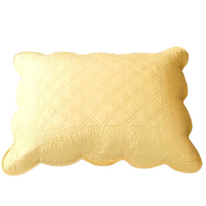 Tache Yellow Diamond Matelasse Scalloped Buttercup Puffs Pillow Sham (YELLEMDES) - Tache Home Fashion