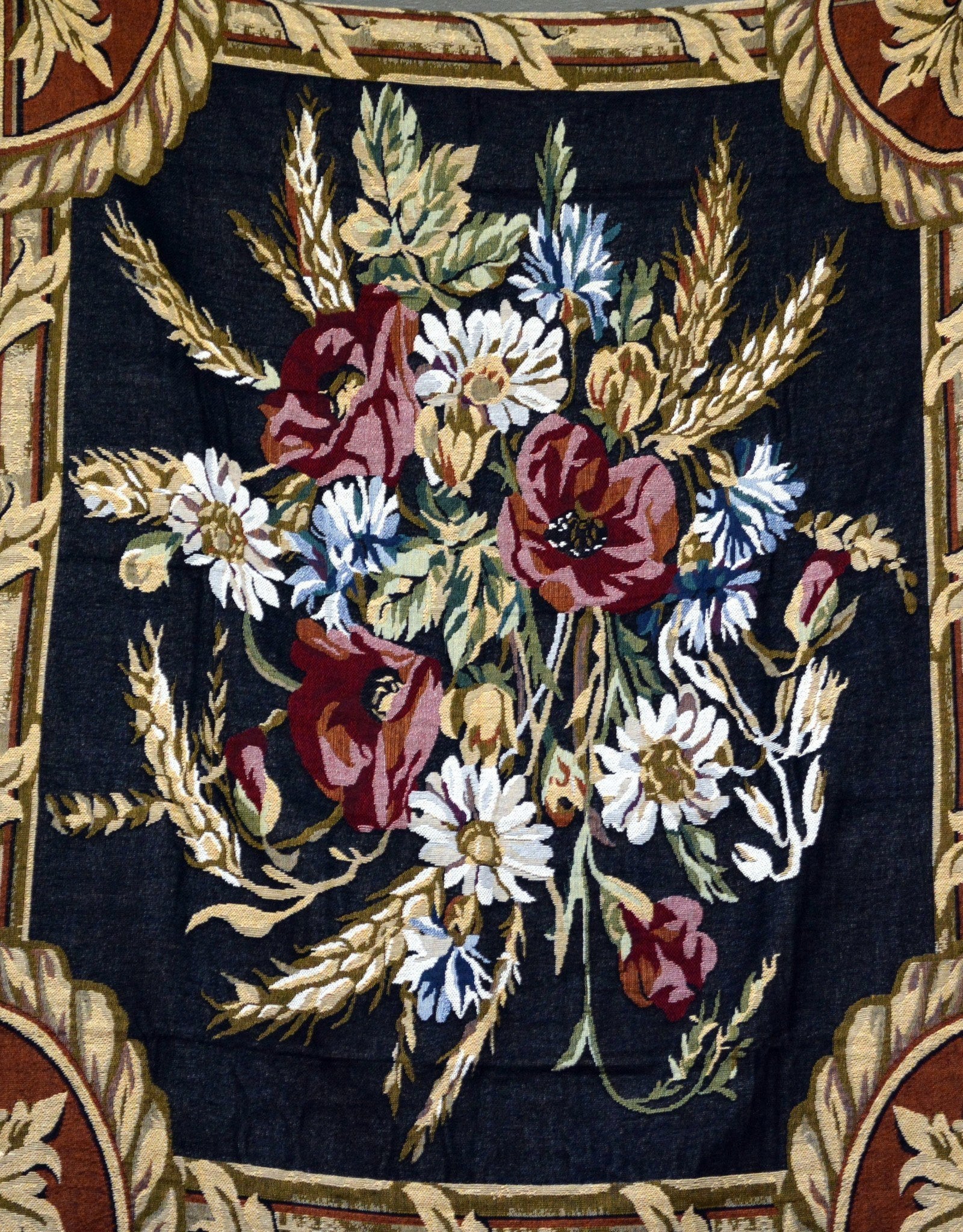 Tache Floral Wheat Bouquet Harvest Tapestry Throw with Fringe (1358) - Tache Home Fashion