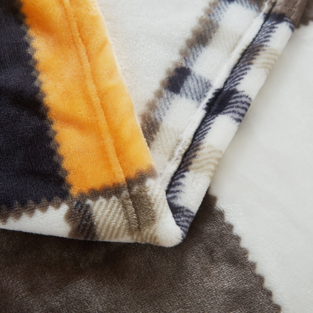 Tache Fall Orange Farmhouse Super Soft Micro Fleece Plaid Patchwork Pl