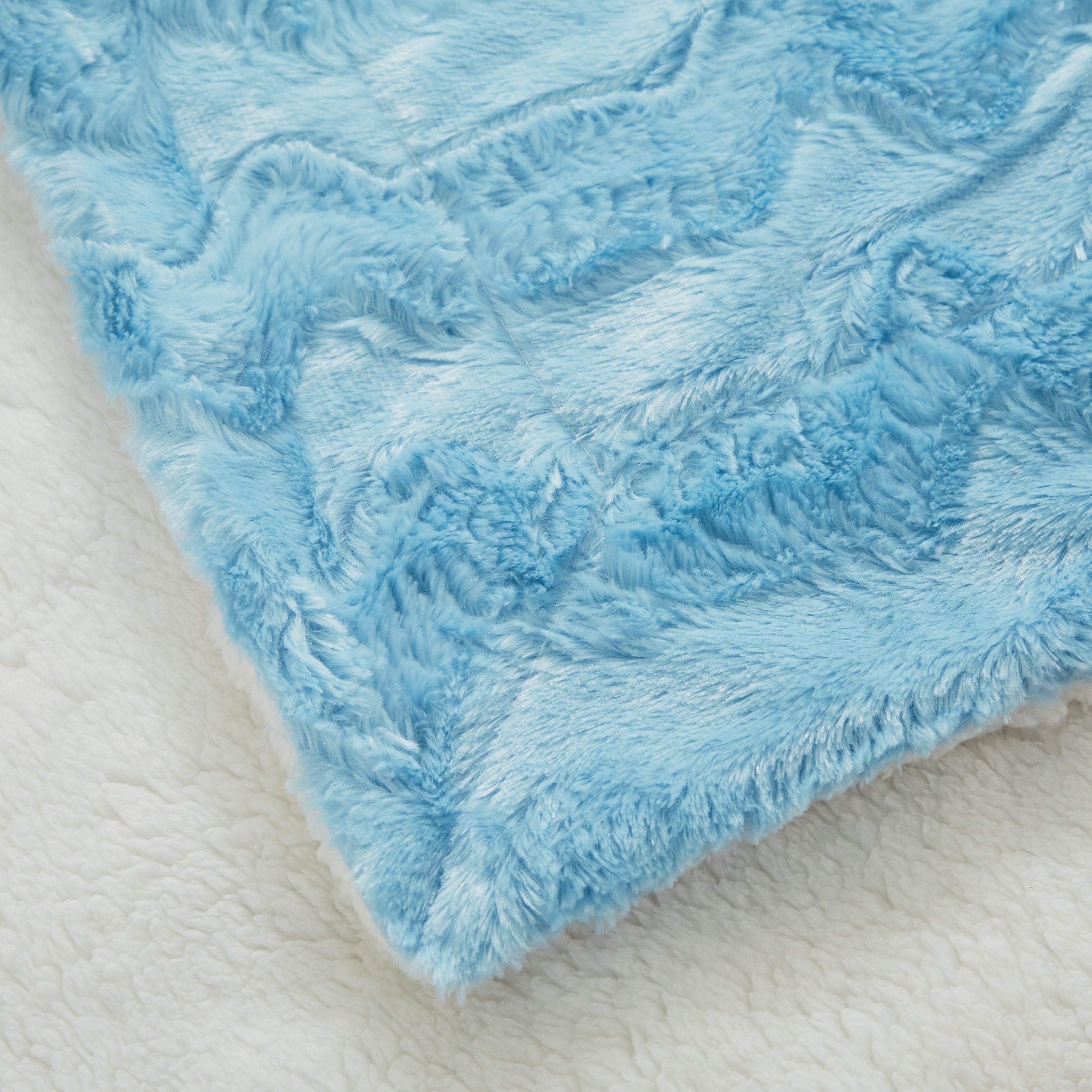 Tache Faux Fur Blue Sky Soft Throw Blanket (#8) - Tache Home Fashion