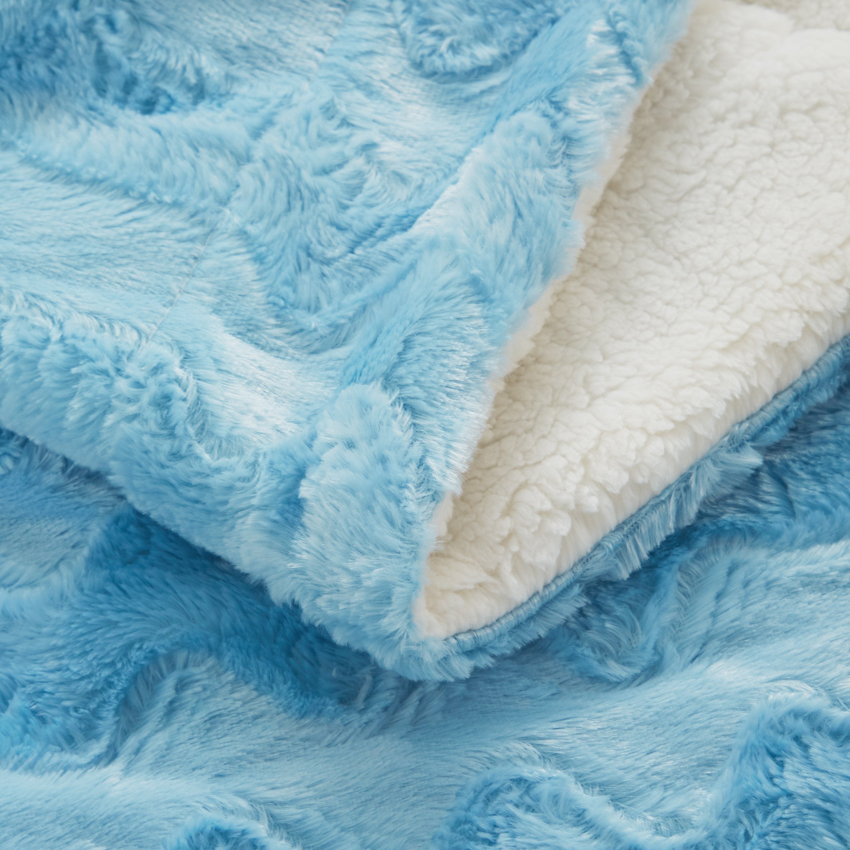 Tache Faux Fur Blue Sky Soft Throw Blanket (#8) - Tache Home Fashion