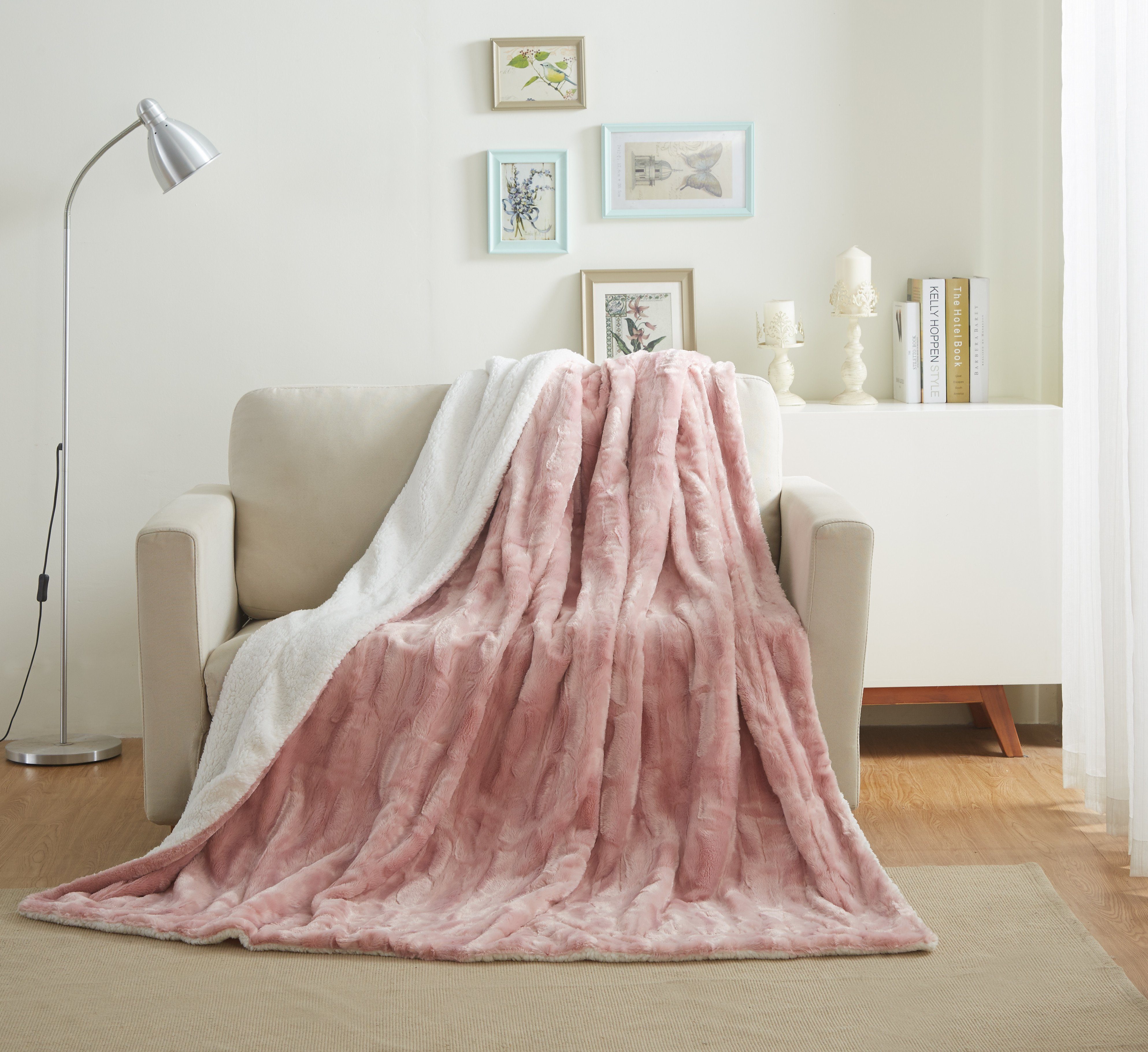 Tache Faux Fur Dusty Rose Pink Throw Blanket (#7) - Tache Home Fashion