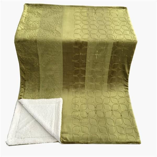 Tache Solid Embossed Green Olive Chartreuse Sherpa Throw Blanket (62096) - Tache Home Fashion