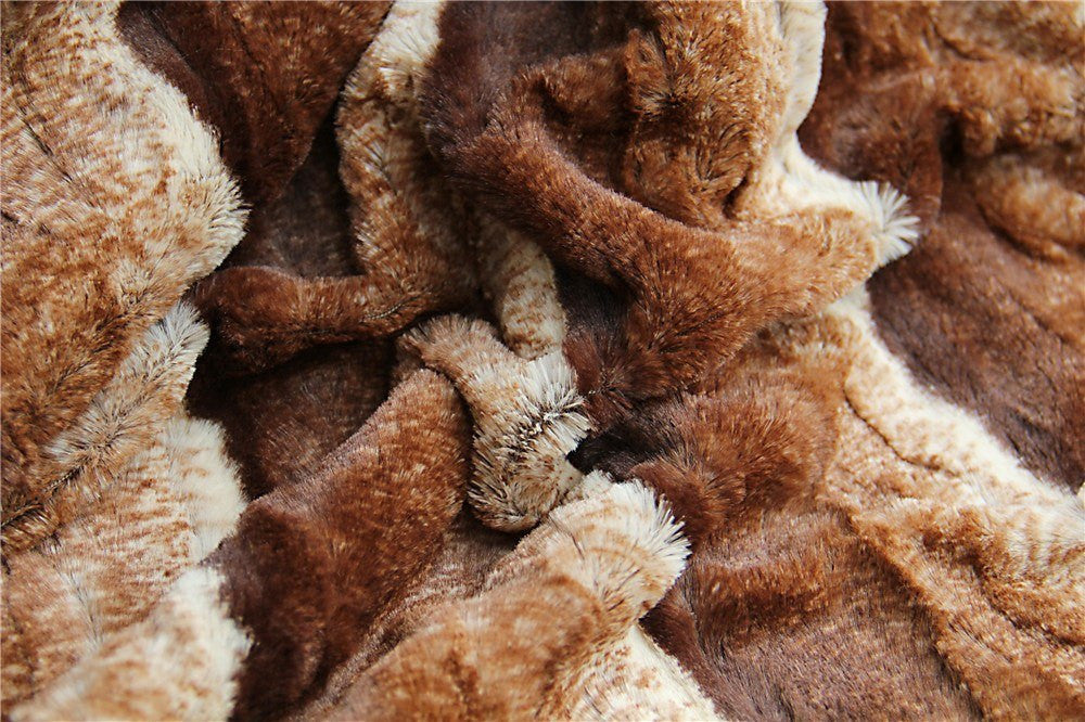 Tache Golden Brown Faux Fur Sherpa Throw Blanket (DY01) - Tache Home Fashion