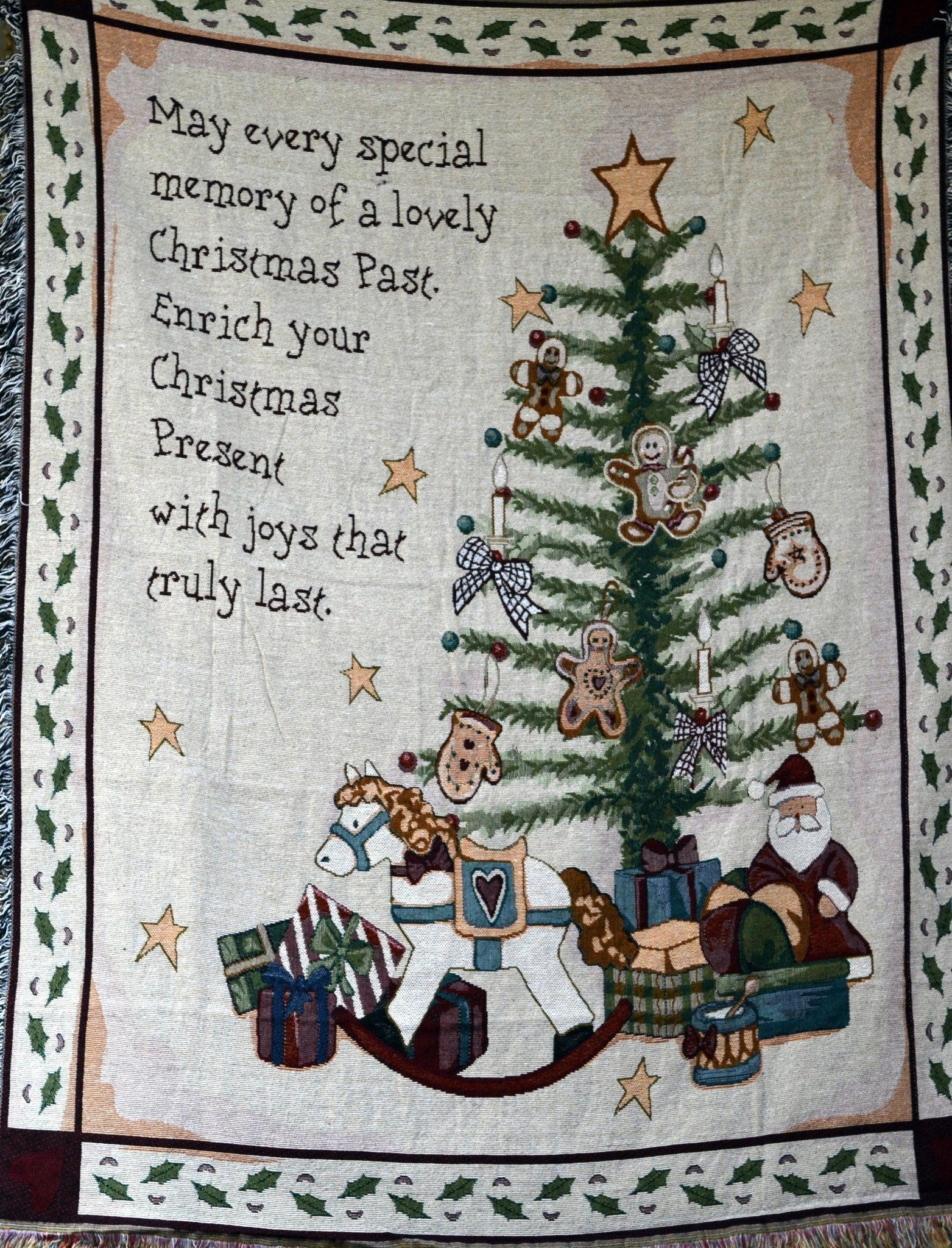 Tache Merry Christmas Tree Morning Tapestry Throw with Fringe (2271) - Tache Home Fashion