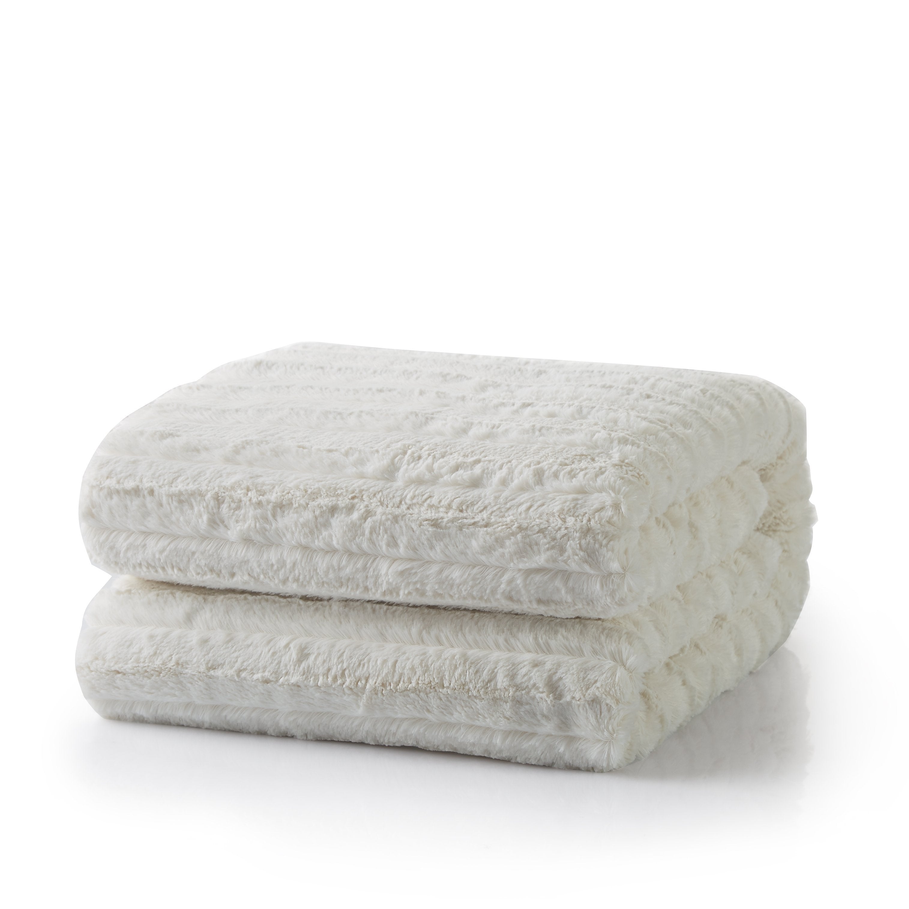 Tache White Ivory Polar Faux Fur with Sherpa Throw Blanket - Tache Home Fashion