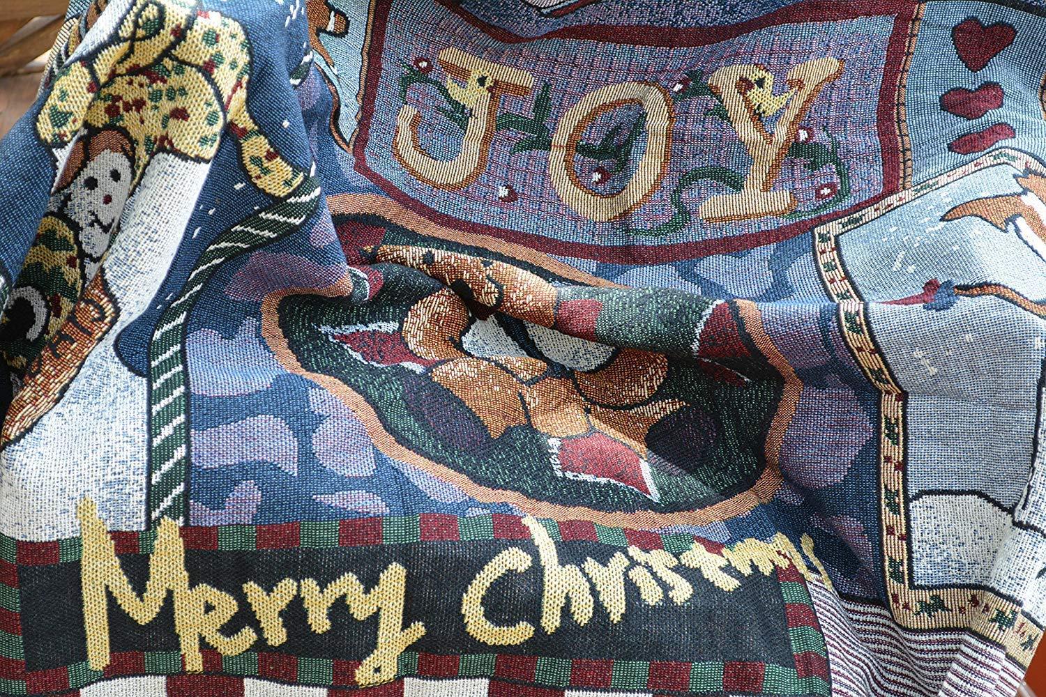 Tache Wonderful Season Snowman Tapestry Throw with Fringe (2270) - Tache Home Fashion