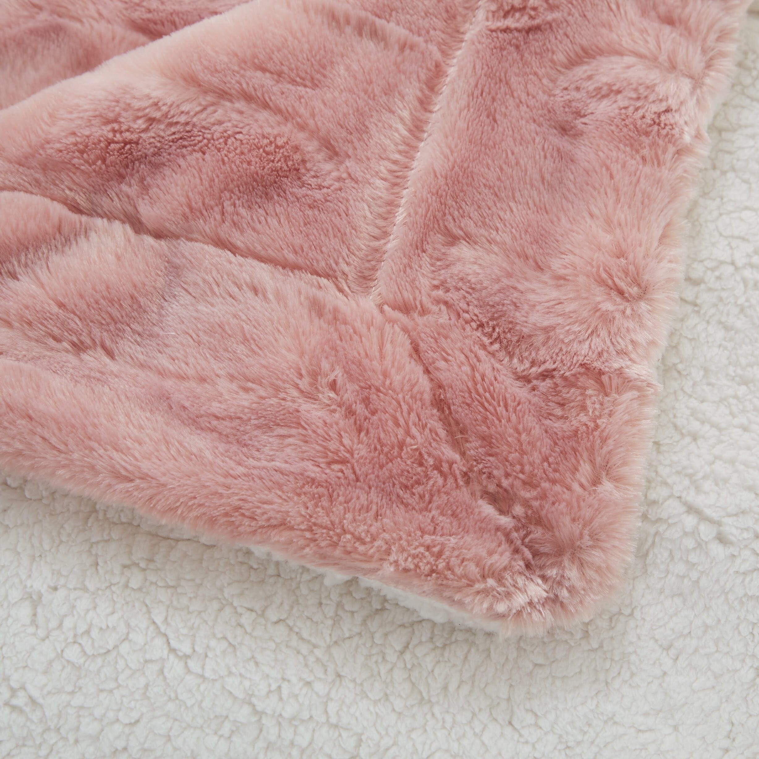 Tache Faux Fur Blush Dusty Rose Gold Pink Throw Blanket (#7)
