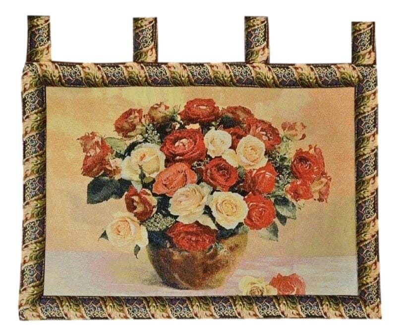 Tache Floral Tapestry Wall Hanging Red and White Rose Flowers Bouquet Valentine's Proposal Jacquard Decorative Wall Art 27 x 20 