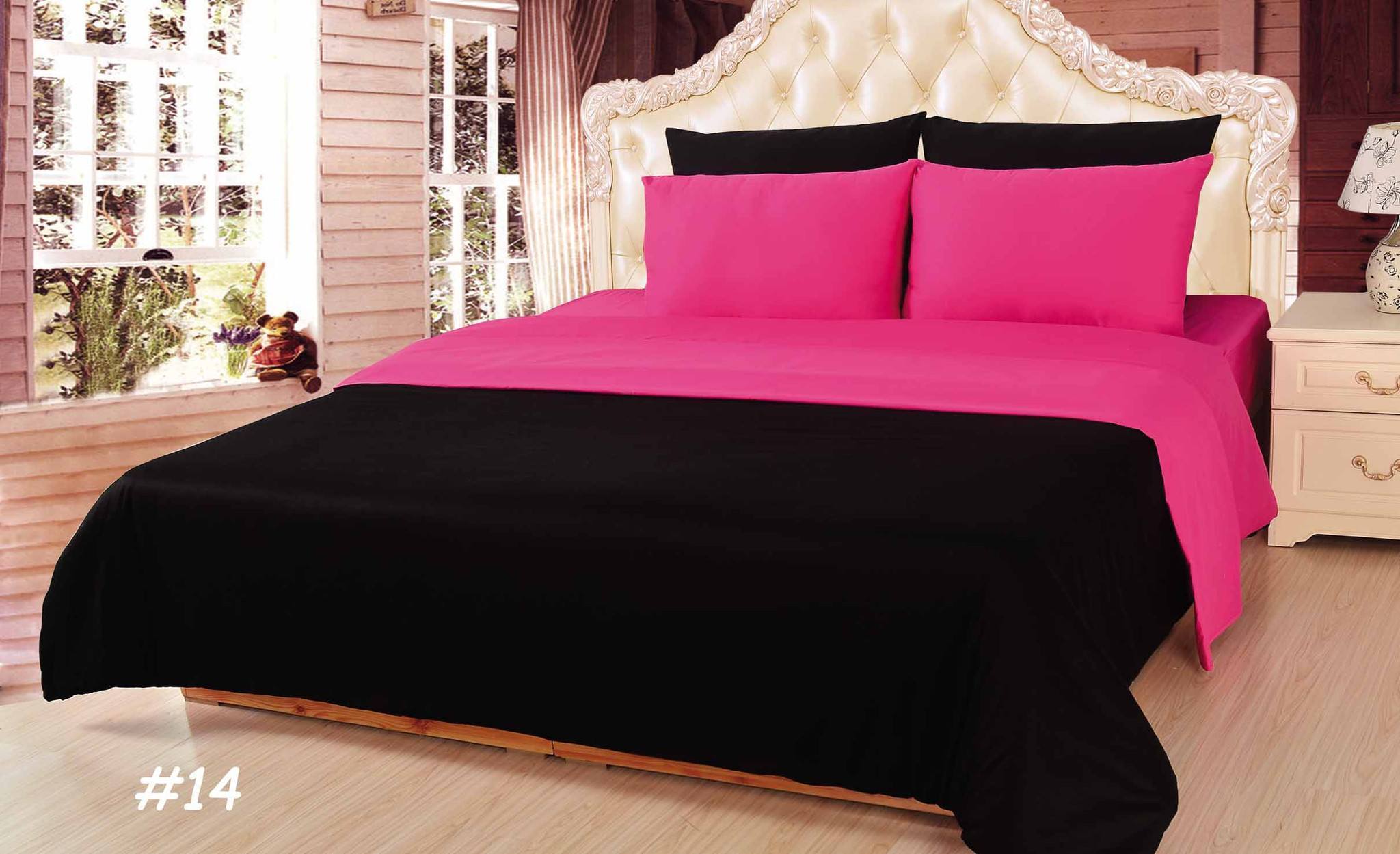 Tache Cotton Hot Pink Black Reversible Comforter Set With Zipper Closed Removeable Cover Girls Girly
