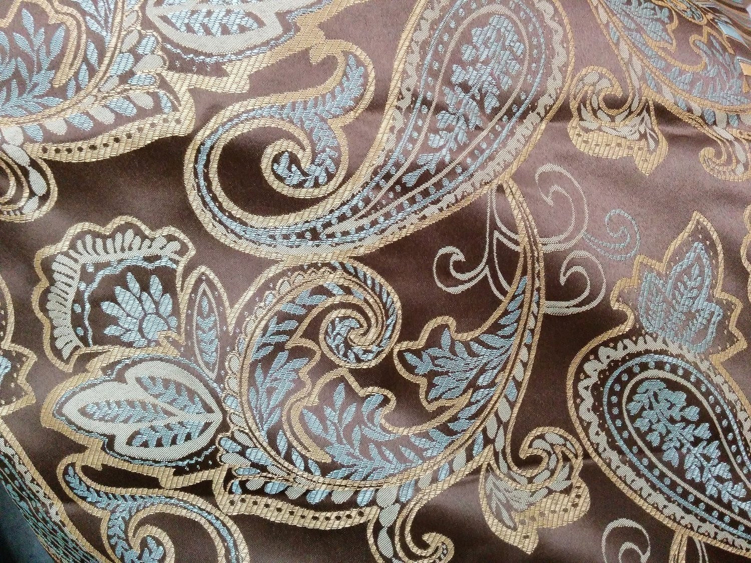 Tache Chenille Elegant Paisley Floral Striped Brown Blue Eastern Comforter Set With Zipper Cover (14070) - Tache Home Fashion