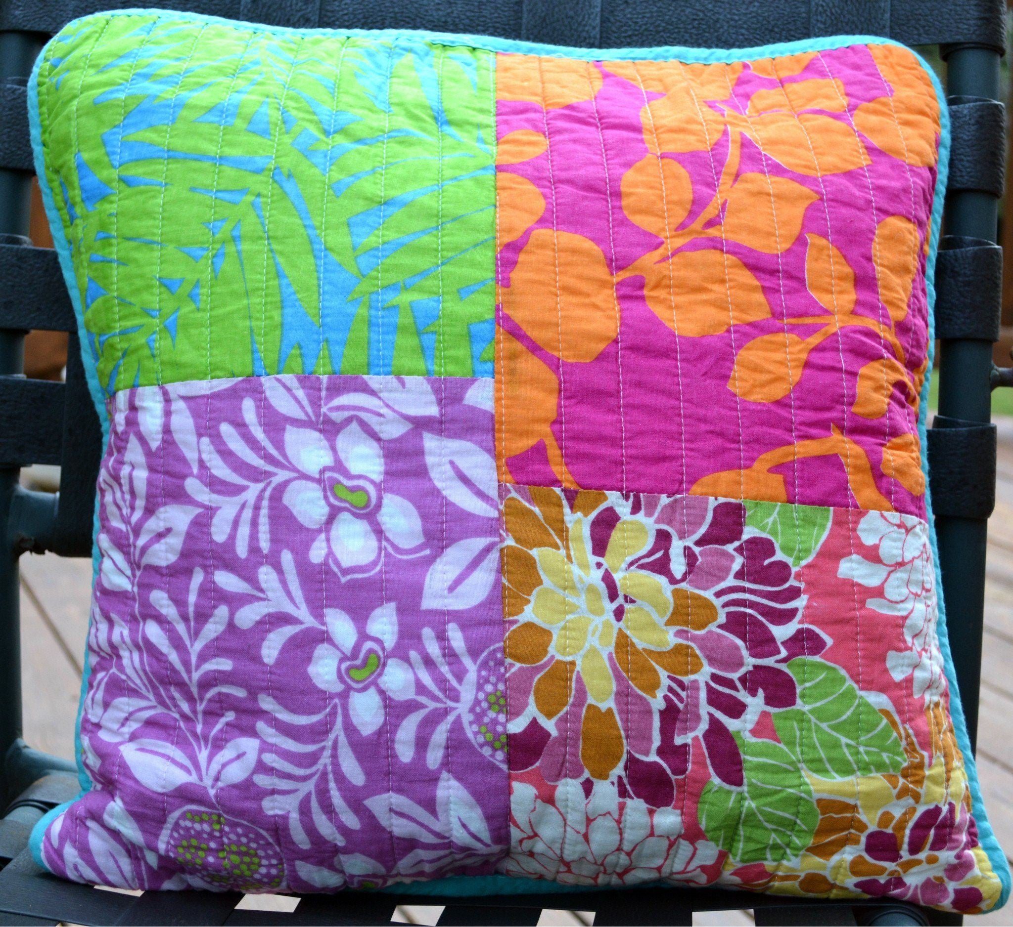 Tache 2 Piece Cotton Colorful Flower Power Party Patchwork Cushion Cover (FloralPatchwork-CC) - Tache Home Fashion