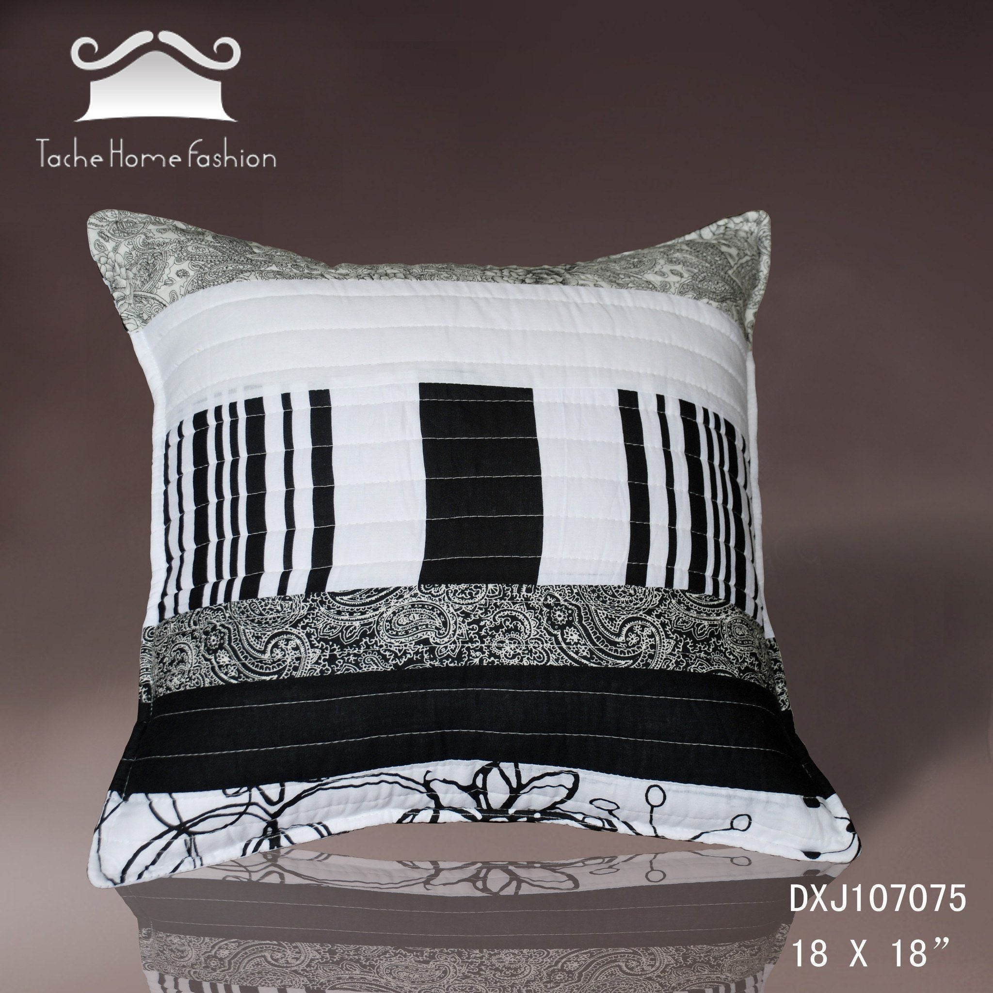 Tache Cotton Black White Gray Modern New York Penthouse Cushion Cover 2-Pieces (DXJ107075) - Tache Home Fashion