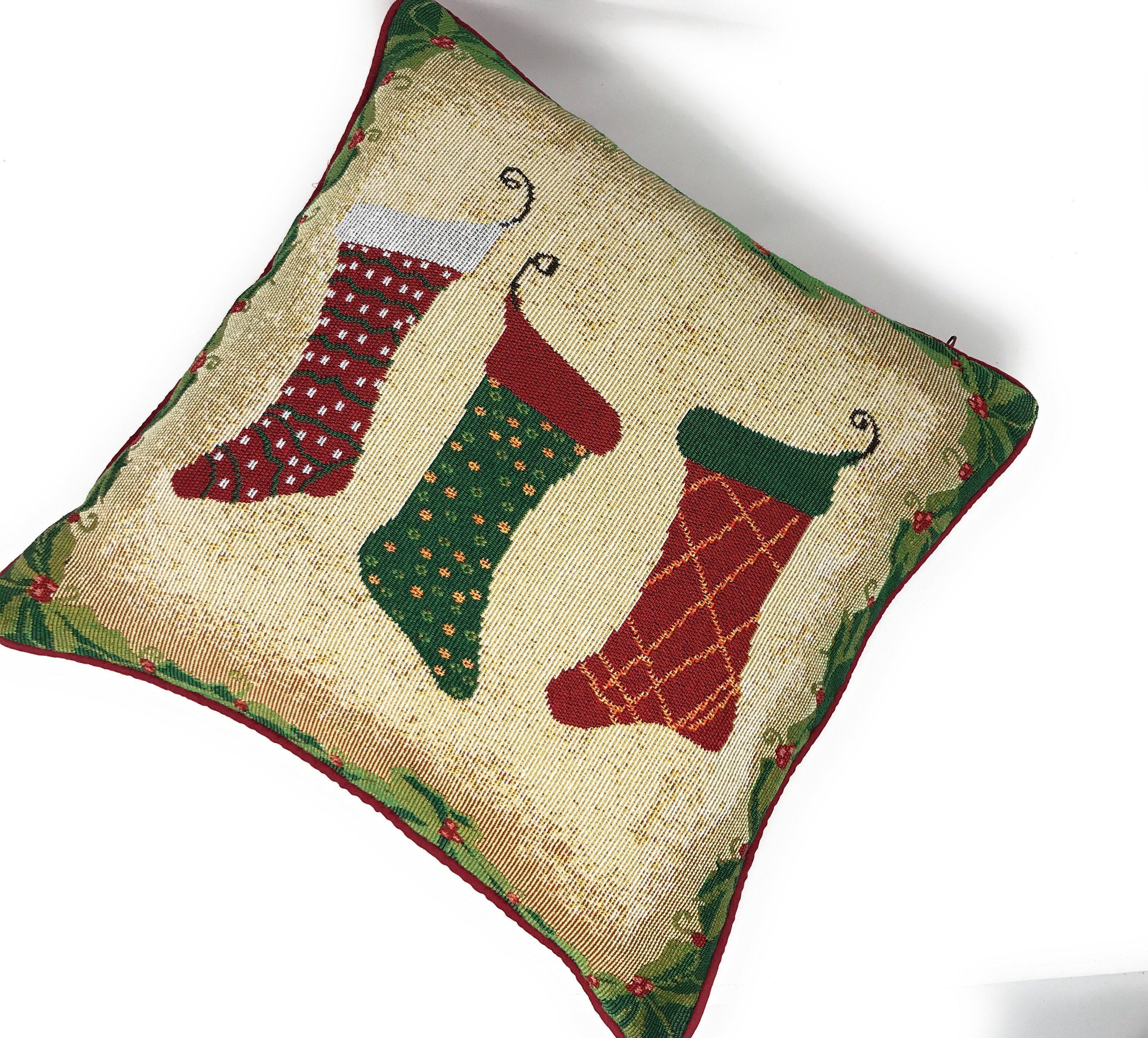 Tache Festive Christmas Holiday Hang My Stockings By the Fireplace Throw Pillow Cover (12910CC) - Tache Home Fashion