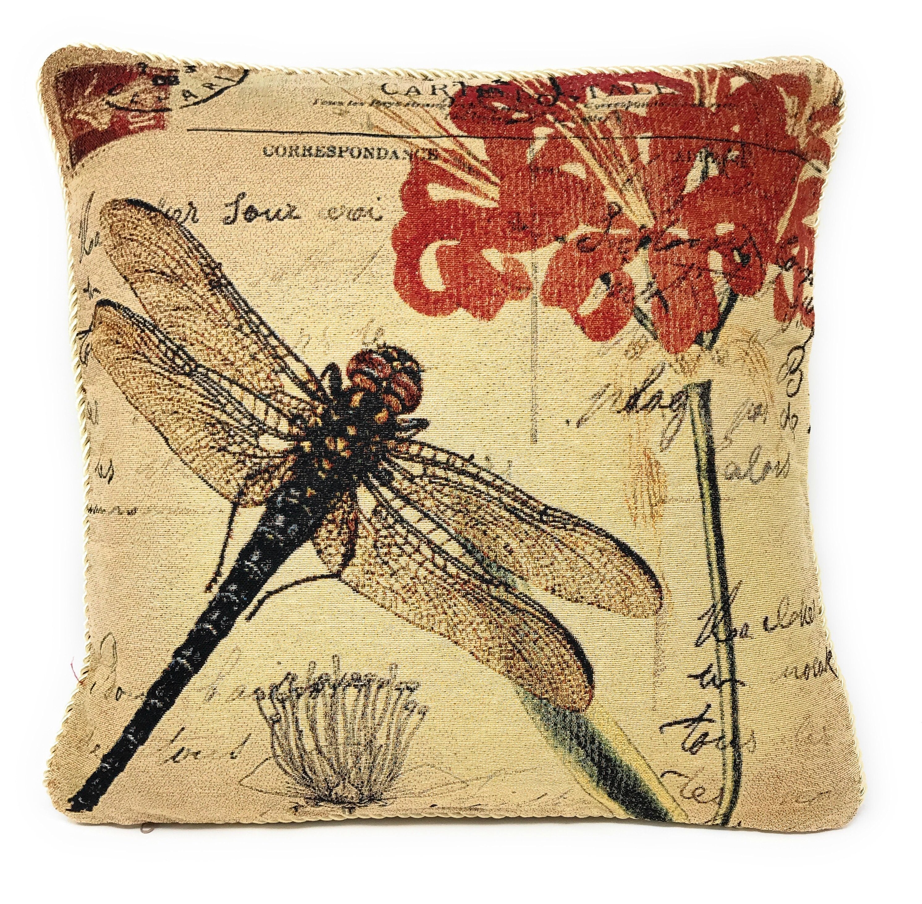 Tache Fly High Dragonfly Tapestry Woven Throw Pillow Cover (15044) - Tache Home Fashion