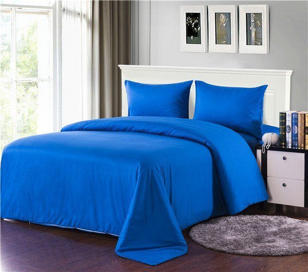 Tache Deep Blue Cotton Duvet Cover Set (2-3PDUV-Blue) - Tache Home Fashion