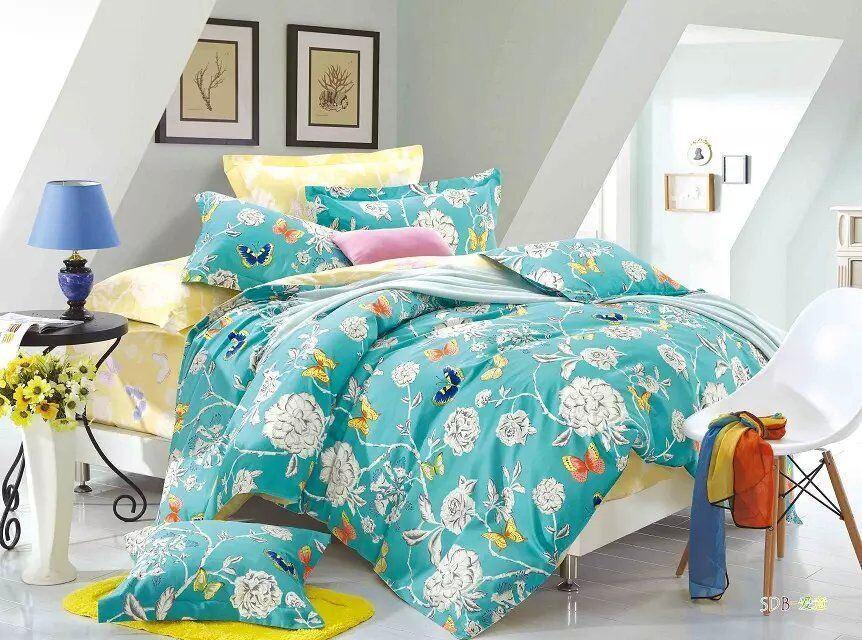 Tache Butterfly Wonderland Cotton Aqua Floral Duvet Cover (2142) - Tache Home Fashion