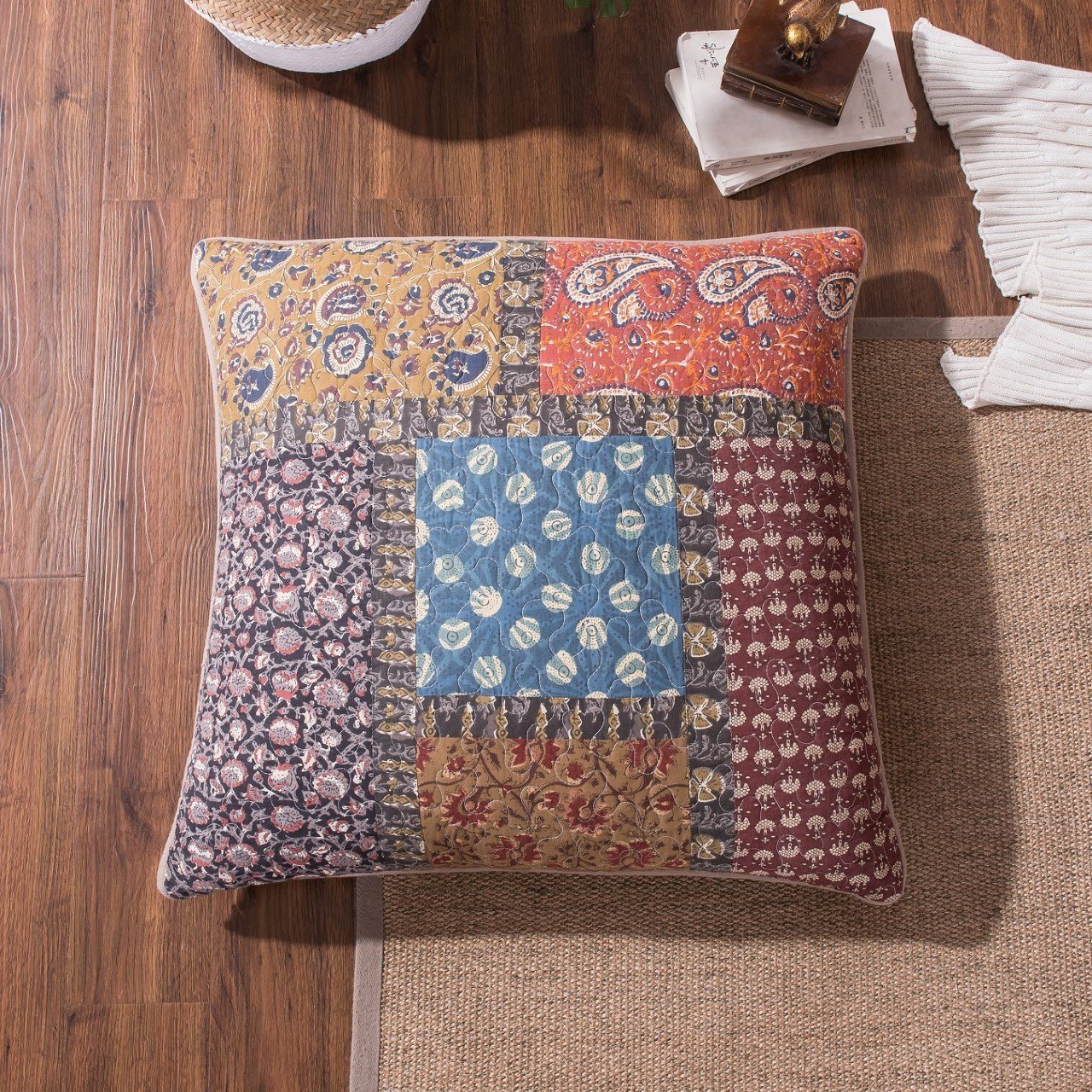 Tache Sunset Blooms Floral Quilted Pillow Cover Patchwork 1 Piece Euro Sham (JHW-825-26X26-EURO) - Tache Home Fashion