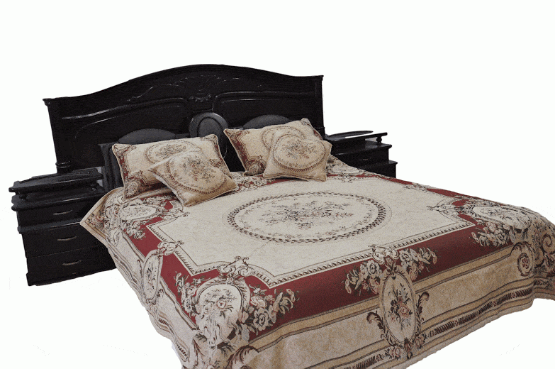 Tache Chenille Burgundy Garden Tapestry Bedspread Set Twin (DSC0014) - Tache Home Fashion