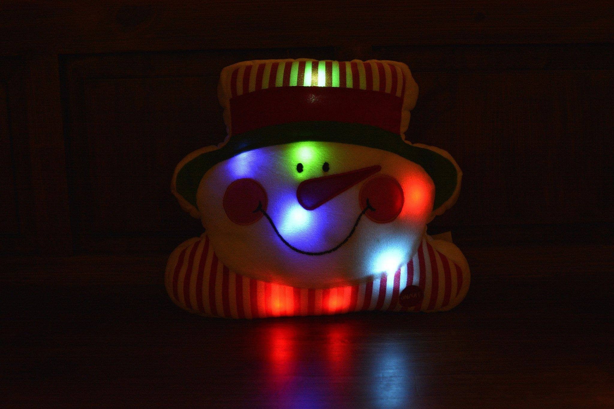 Tache Squishy Light Up Cute Christmas Chilly Snowman Microbead LED Throw Pillow - Tache Home Fashion