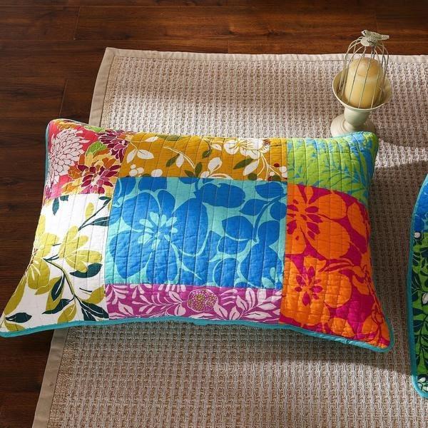 Tache 1 Piece Cotton Colorful Flower Power Party Patchwork Sham Pillow Cover (TAFloralPatchwork-Sham) - Tache Home Fashion