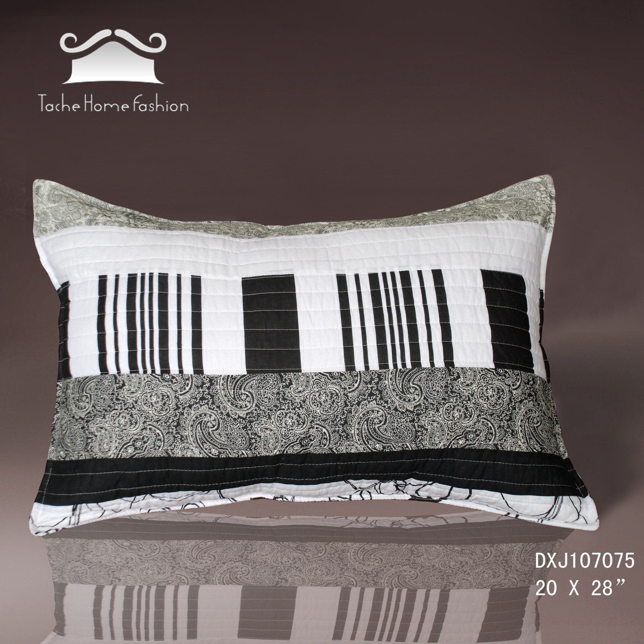 Tache Cotton Black White Gray Modern New York Penthouse Pillow Sham 2-Pieces (DXJ107075) - Tache Home Fashion