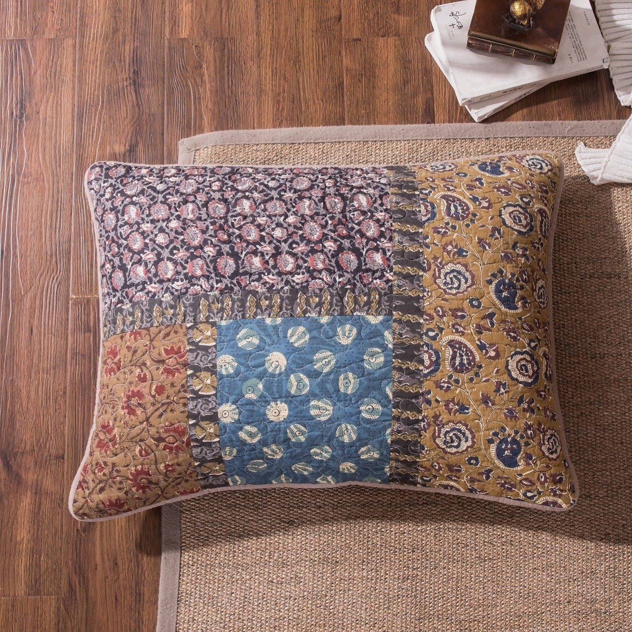 Tache Sunset Blooms Floral Quilted Patchwork Multi color Cotton Pillow Sham (JHW-825-Sham) - Tache Home Fashion