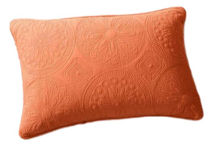 Tache Cotton Stone Washed Rustic Orange Medallion Tuscany Sunrise Pillow Sham (JHW-595) - Tache Home Fashion