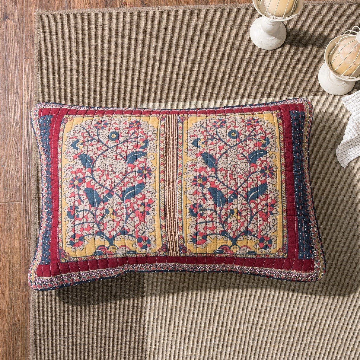 Tache Vineyard Cottage Floral Quilted Pillow Cover Patchwork 1 Piece Sham (JHW-827-SHAM) - Tache Home Fashion