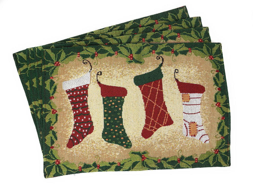 Tache Festive Hang My Stockings By the Fireplace Placemat Set of 4 (12