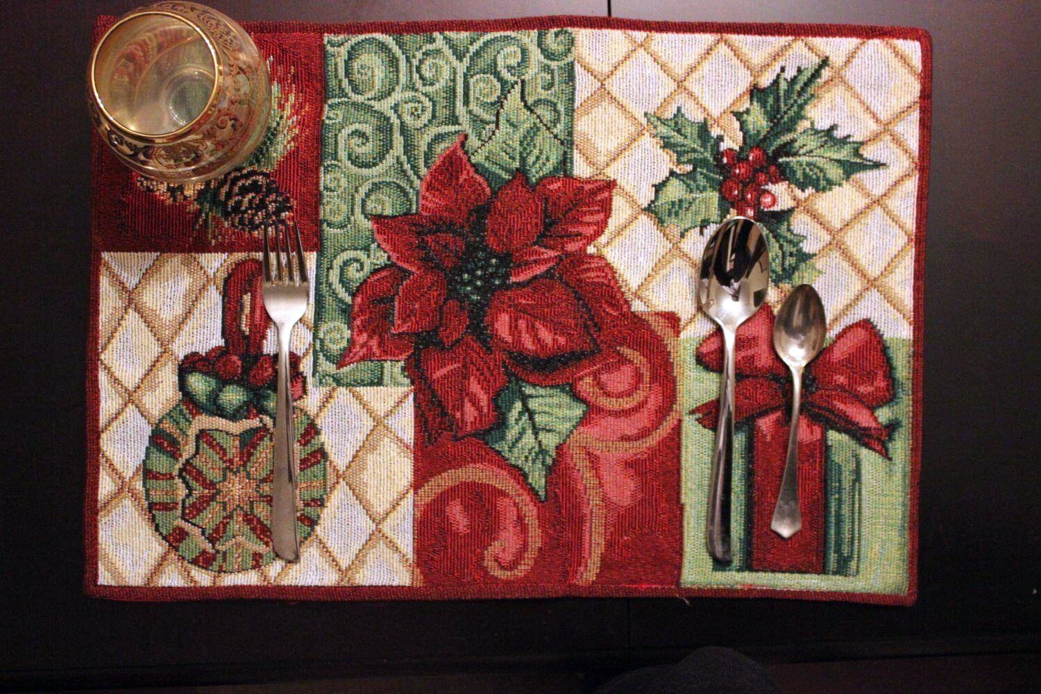 Tache Holiday Christmas Tidings Tapestry Placemat Set of 4 (12900PM) - Tache Home Fashion