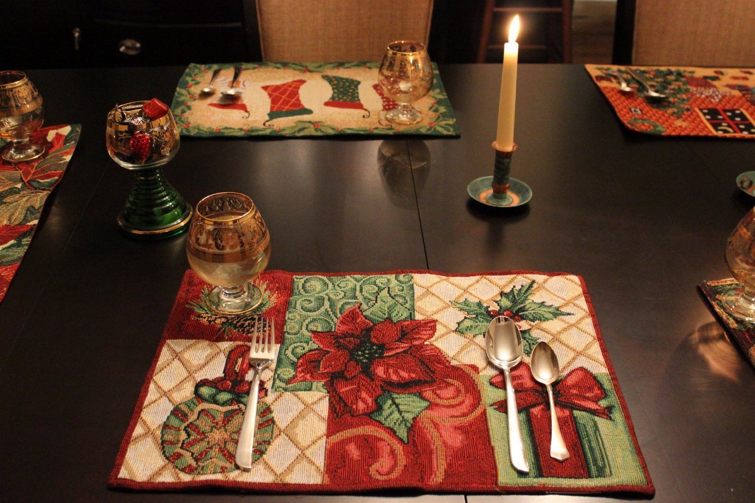 Tache Holiday Christmas Tidings Tapestry Placemat Set of 4 (12900PM) - Tache Home Fashion