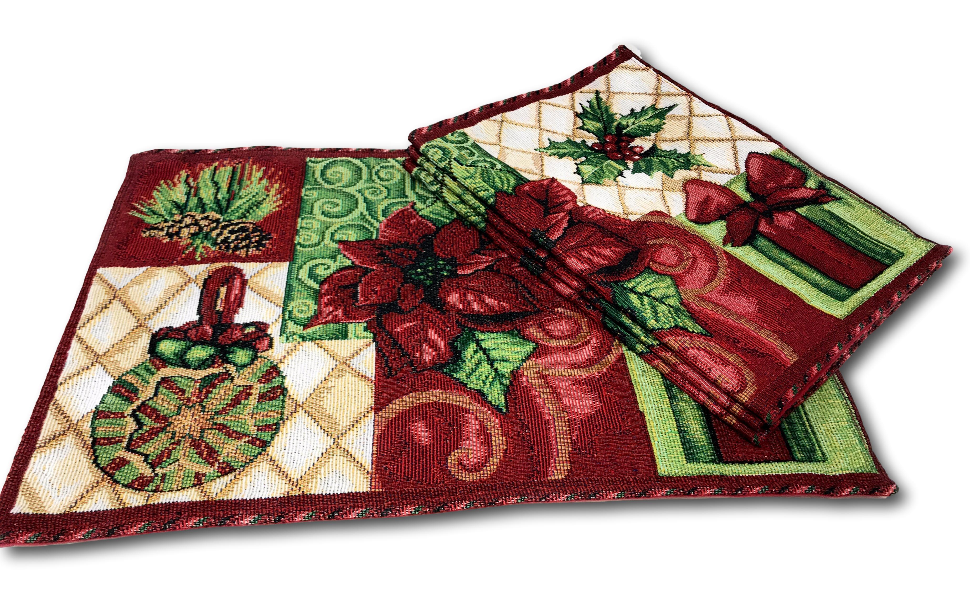 Tache Holiday Christmas Tidings Tapestry Placemat Set of 4 (12900PM) - Tache Home Fashion