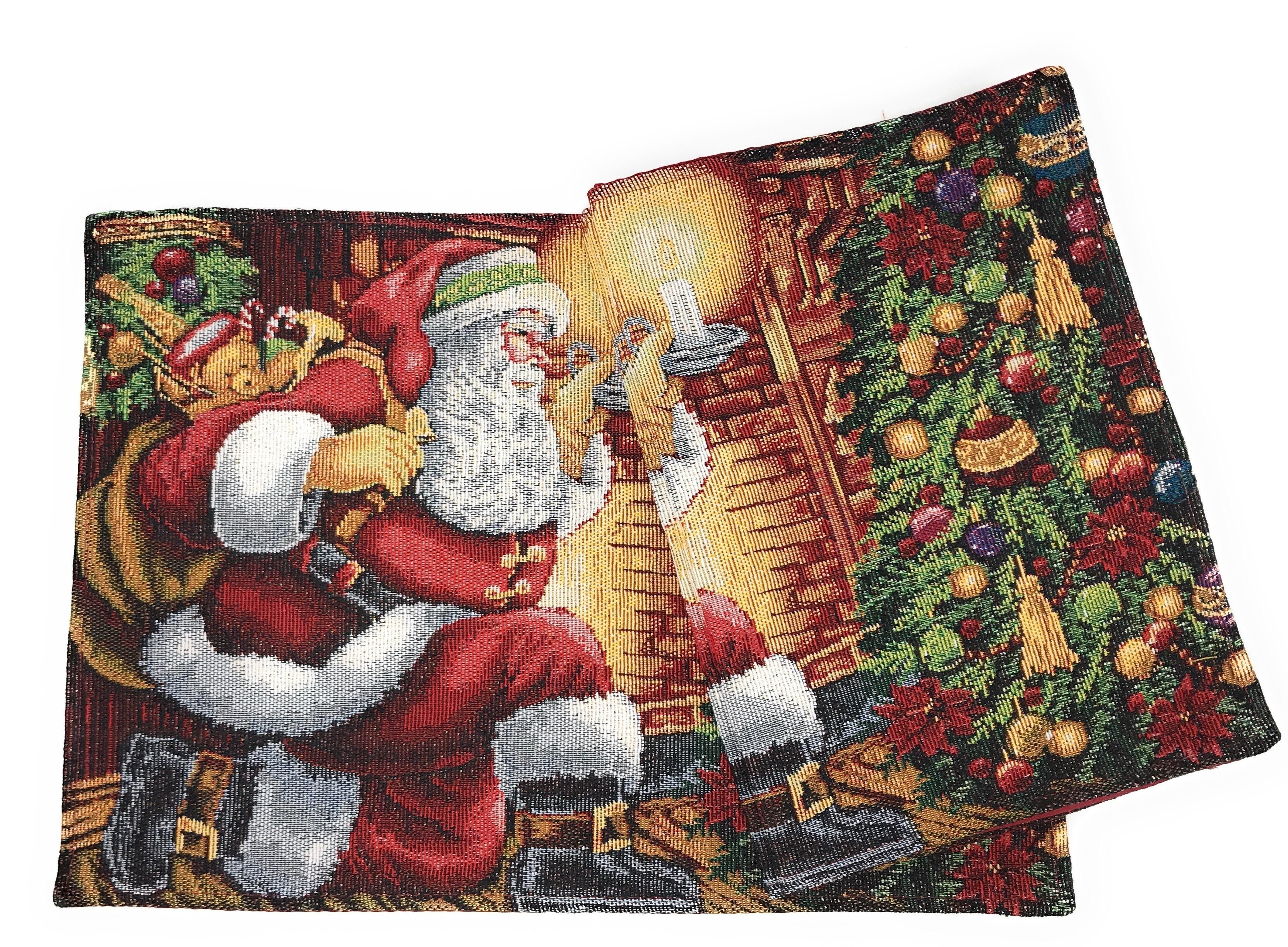 Tache Festive Santa Down the Chimney Woven Tapestry Placemat Set of 4 (11533PM) - Tache Home Fashion