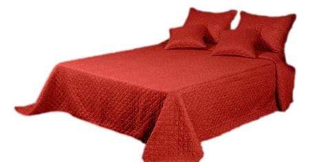 Tache Solid Bright Crimson Red Diamond Stitch Bubble Quilted Bedspread Set (DXJ109038-1) - Tache Home Fashion