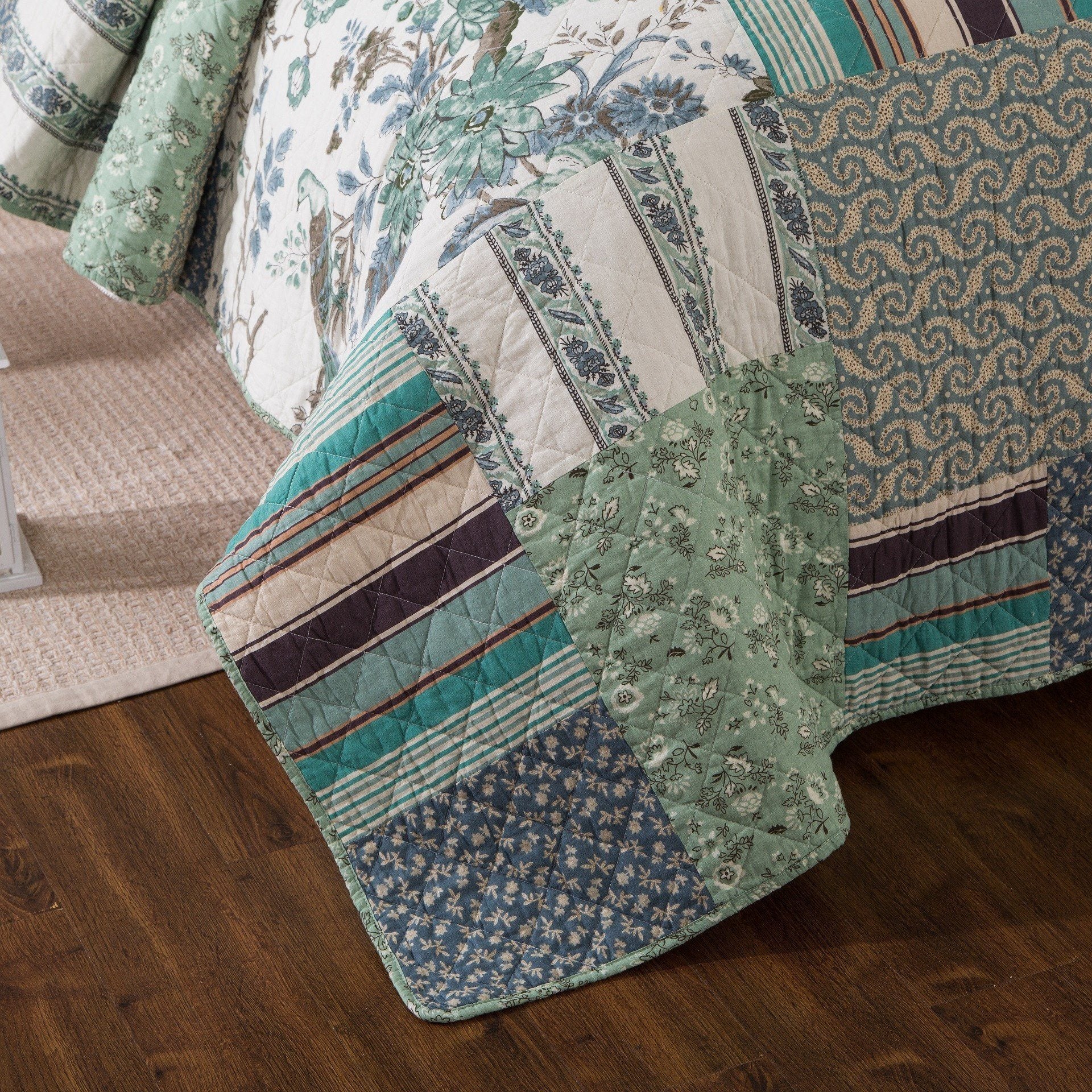 Tache Cotton Forest Glade Quilted Patchwork Bedspread Set (JHW-650) - Tache Home Fashion