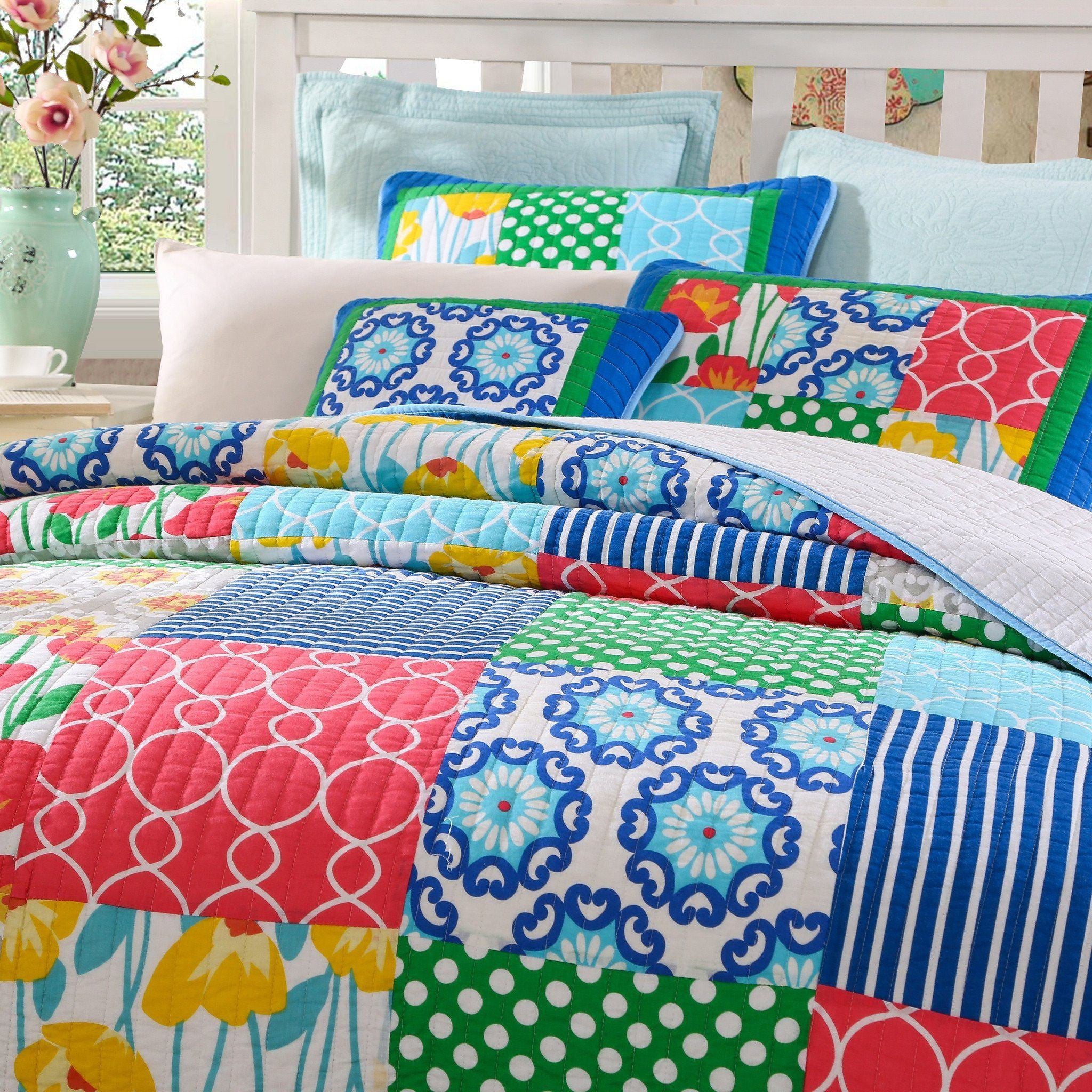 Tache Cotton Dreamy Meadow Patchwork Floral Quilt Set (JHW-568) - Tache Home Fashion