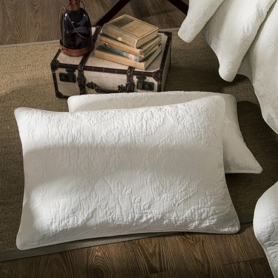 Tache Vanilla Cream Ivory Paisley Damask Stitch Matelassé Cotton Quilt Set (JHW-643) - Tache Home Fashion